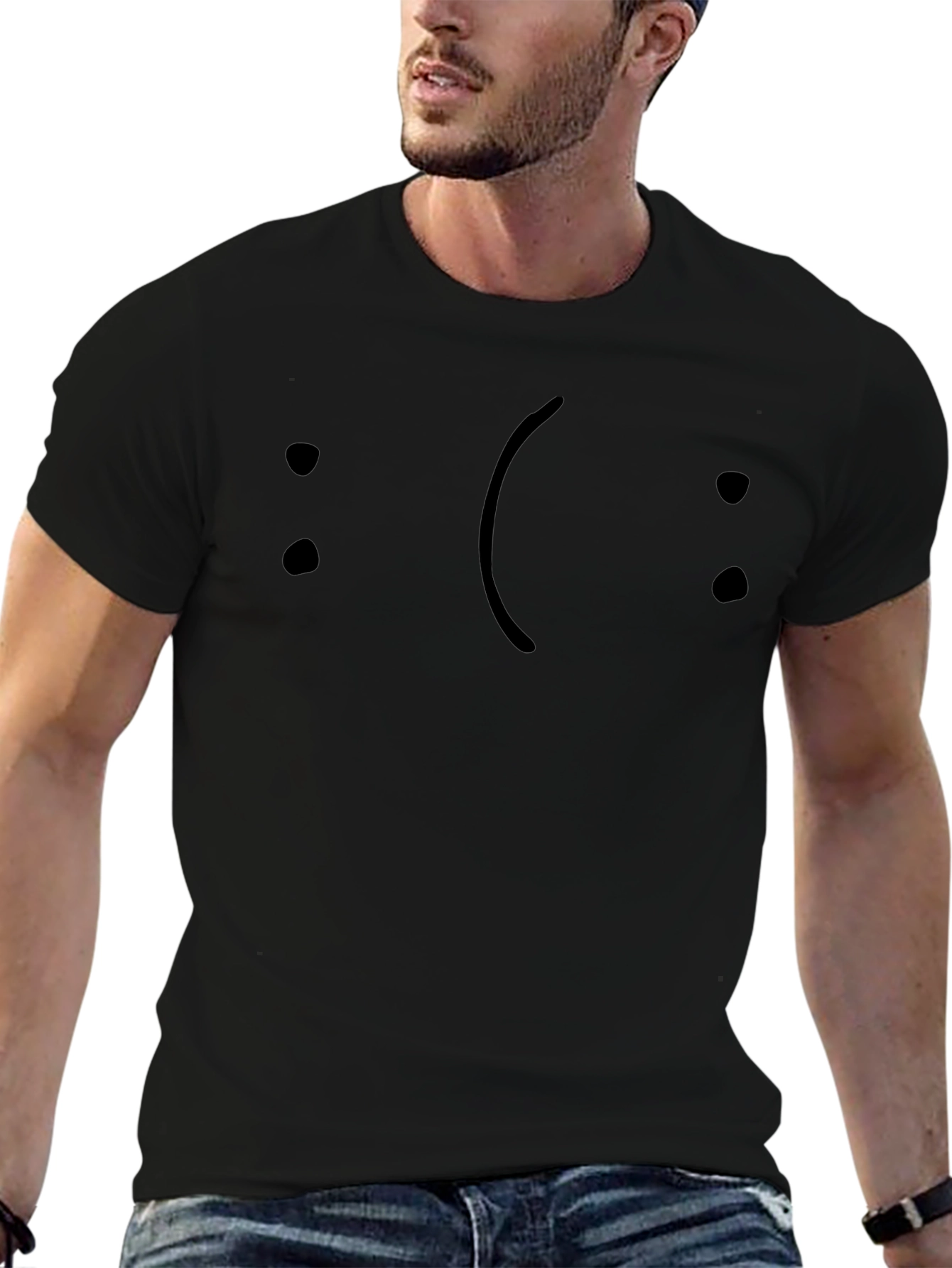 Sad Face T-Shirt - Black Graphic Tee