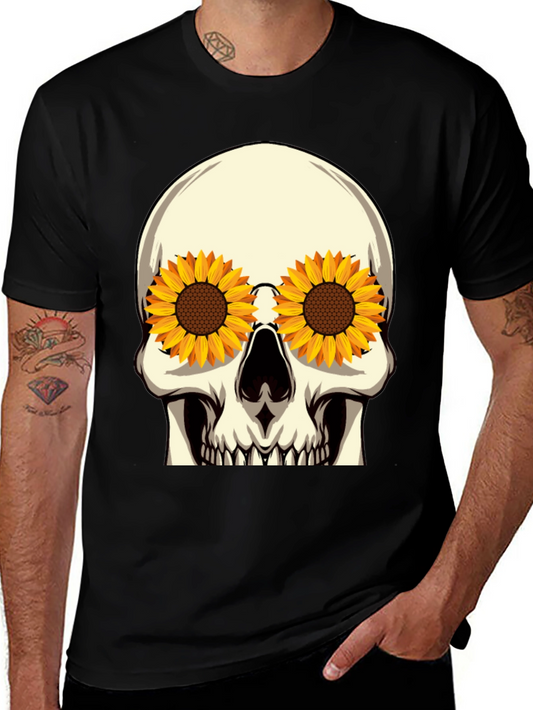 Skull Sunflower Eye Graphic Tee