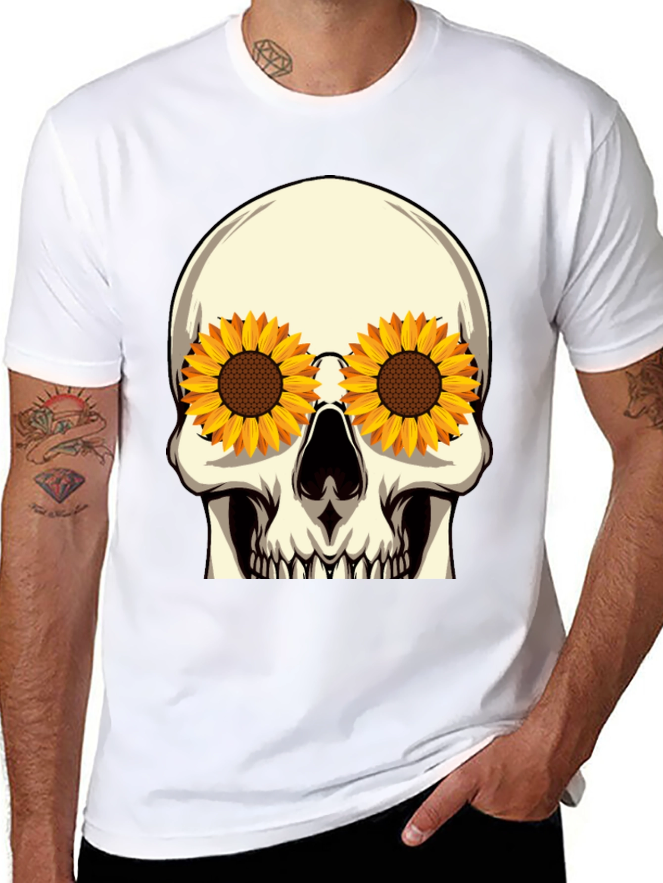 Skull Sunflower Eye Graphic Tee