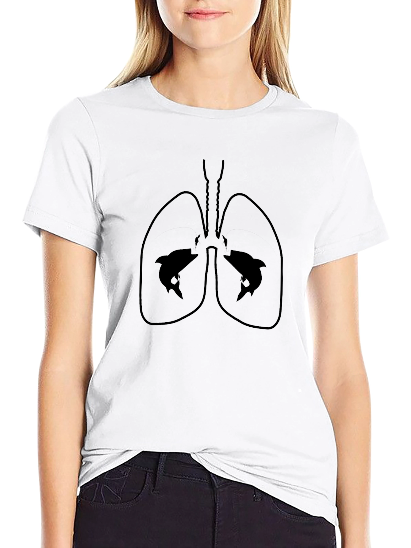 Dolphin Lung Graphic Black T-Shirt
