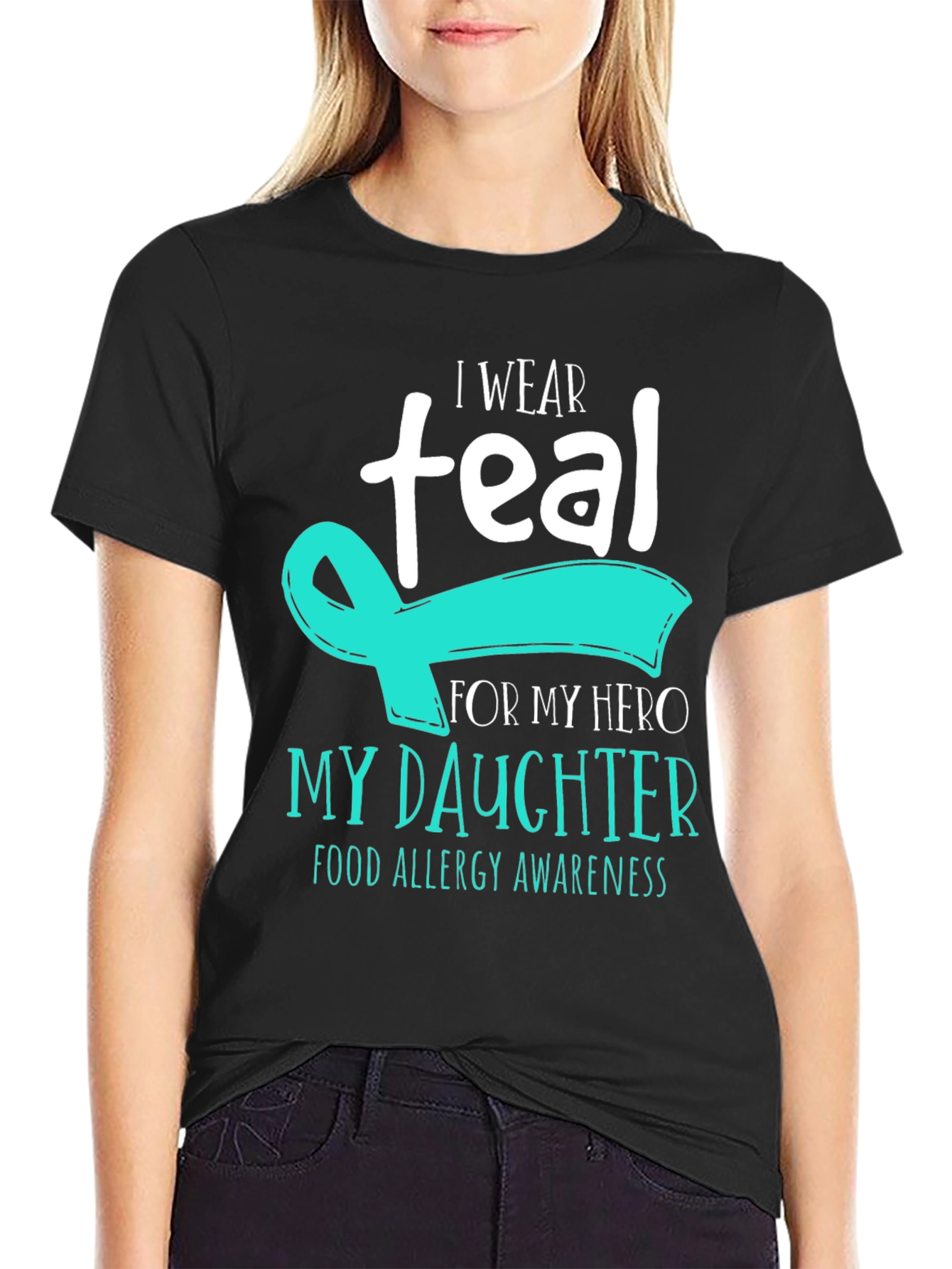 Teal Ribbon Food Allergy Awareness T-Shirt