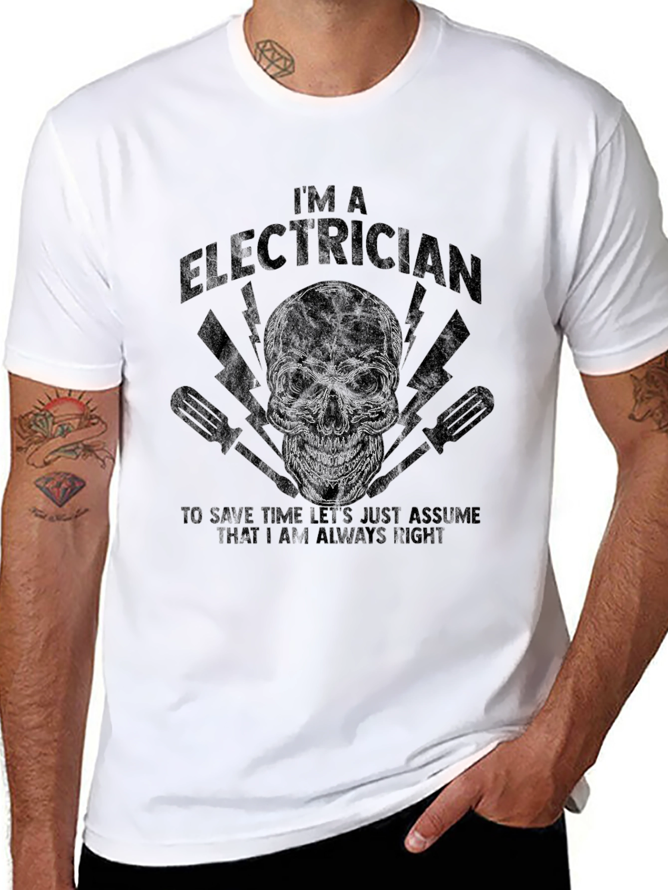 Electrician Skull Graphic T-Shirt - Always Right