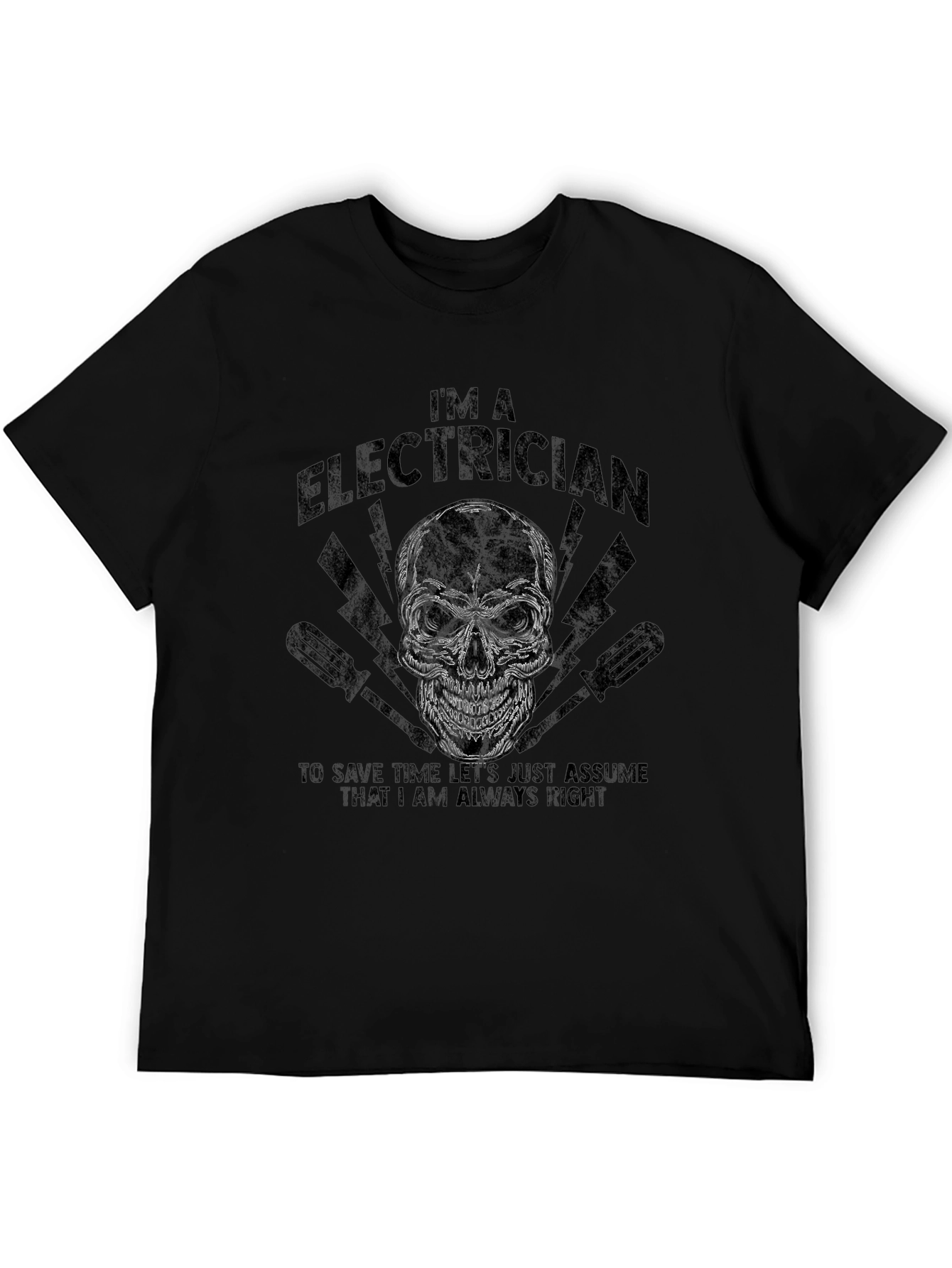 Electrician Skull Graphic T-Shirt - Always Right