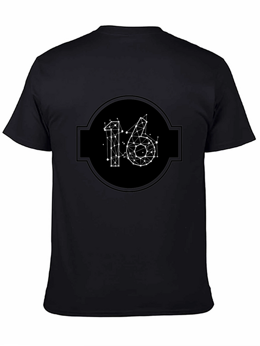 Modern 16 Constellation Graphic Black T-Shirt