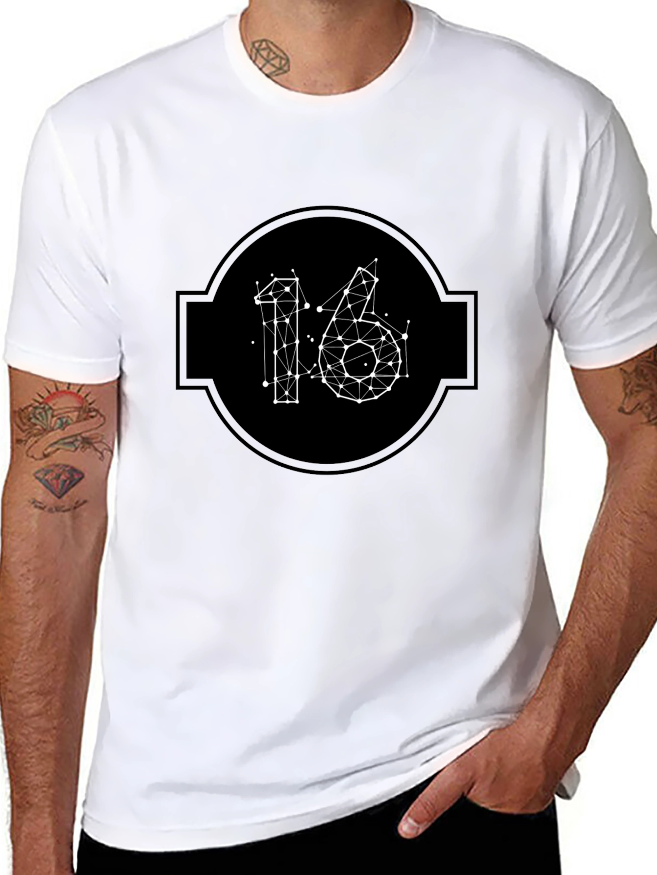 Modern 16 Constellation Graphic Black T-Shirt