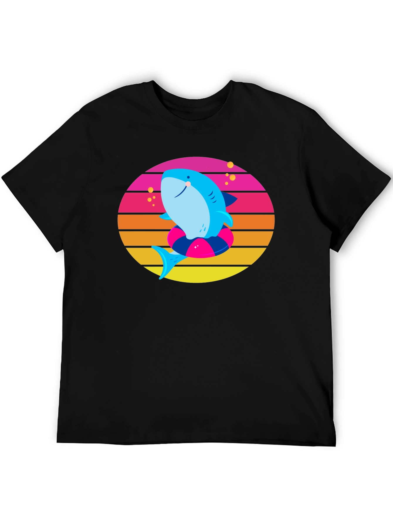 Shark on Float Retro Style T-Shirt