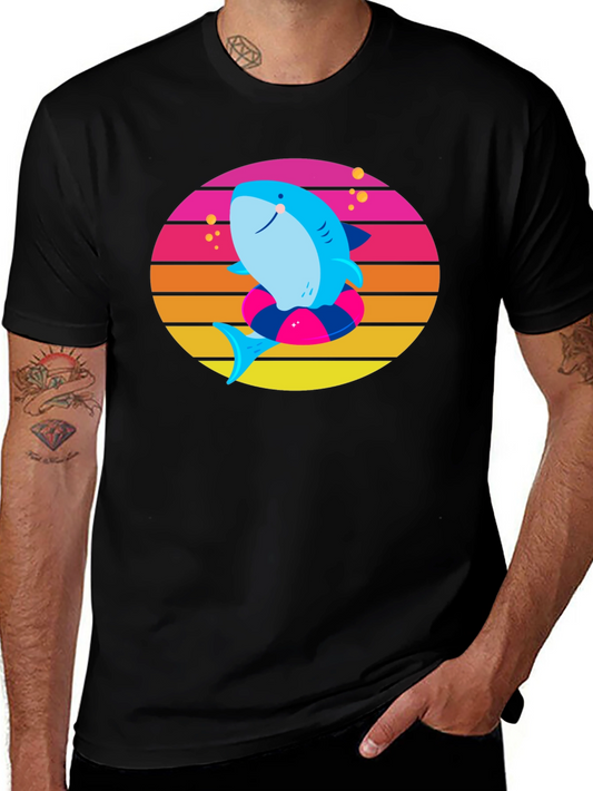 Shark on Float Retro Style T-Shirt