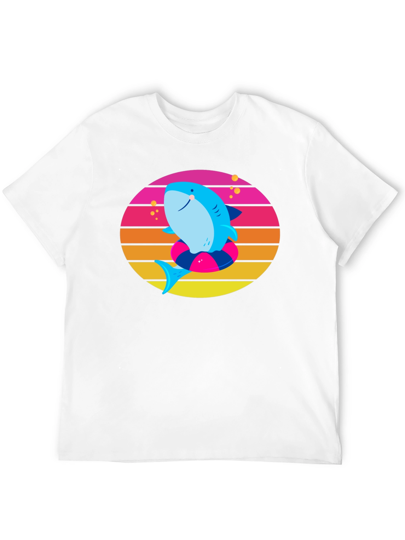Shark on Float Retro Style T-Shirt
