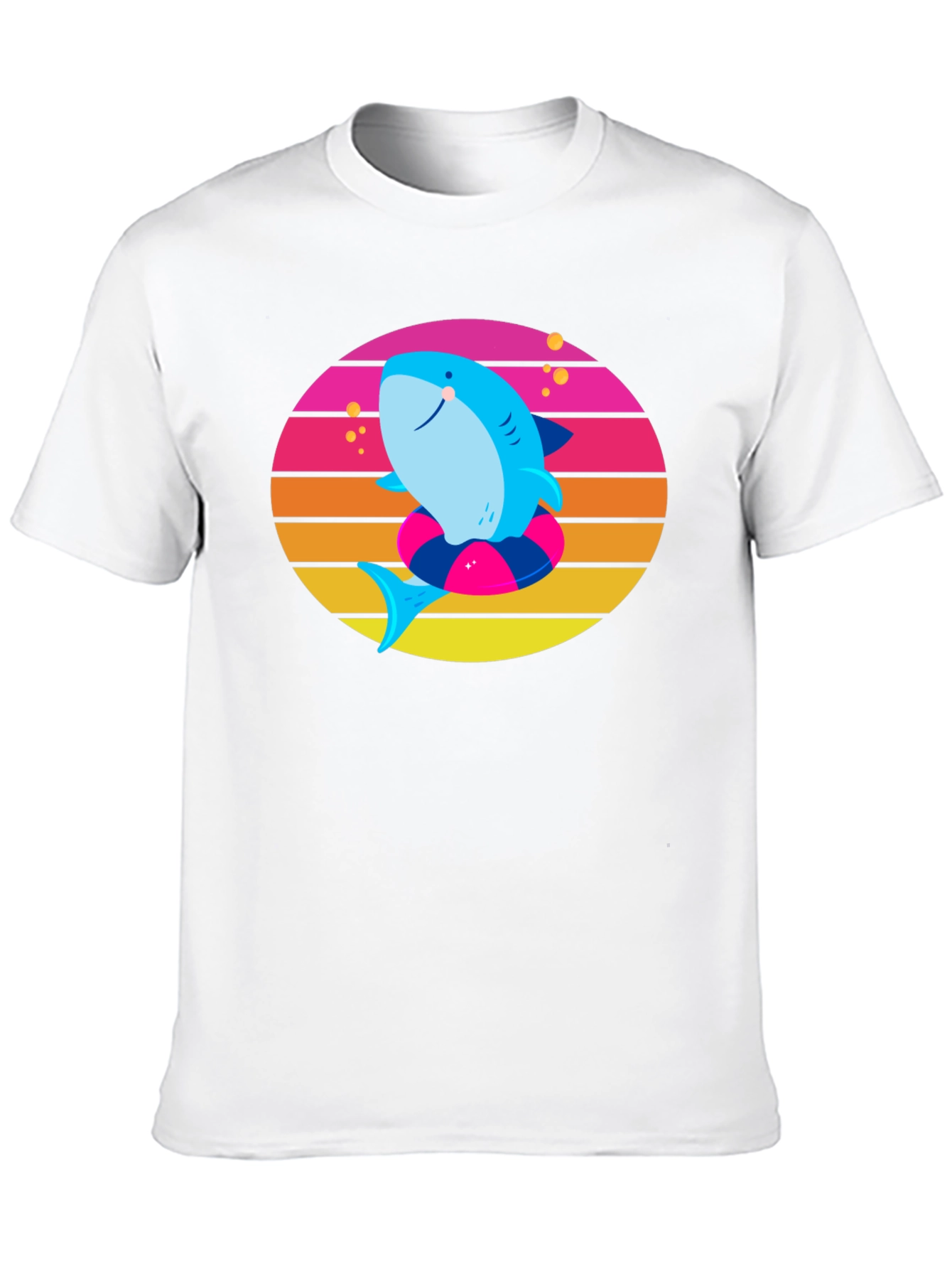 Shark on Float Retro Style T-Shirt