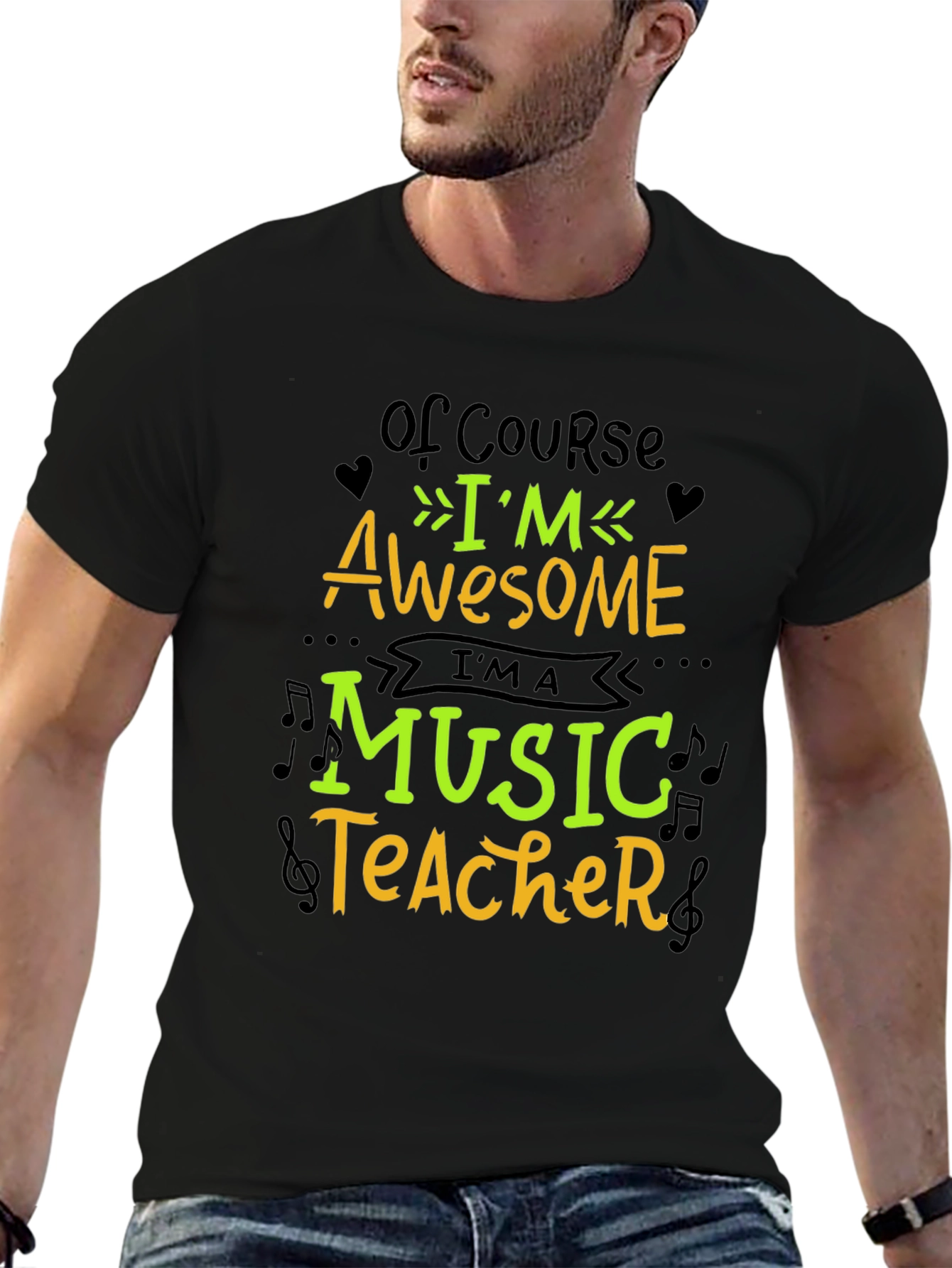 Awesome Music Teacher Graphic T-Shirt - Black