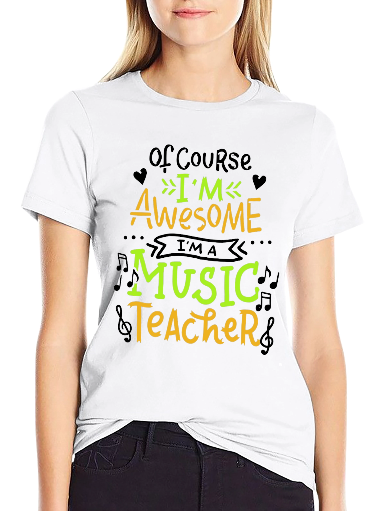 Awesome Music Teacher Graphic T-Shirt - Black