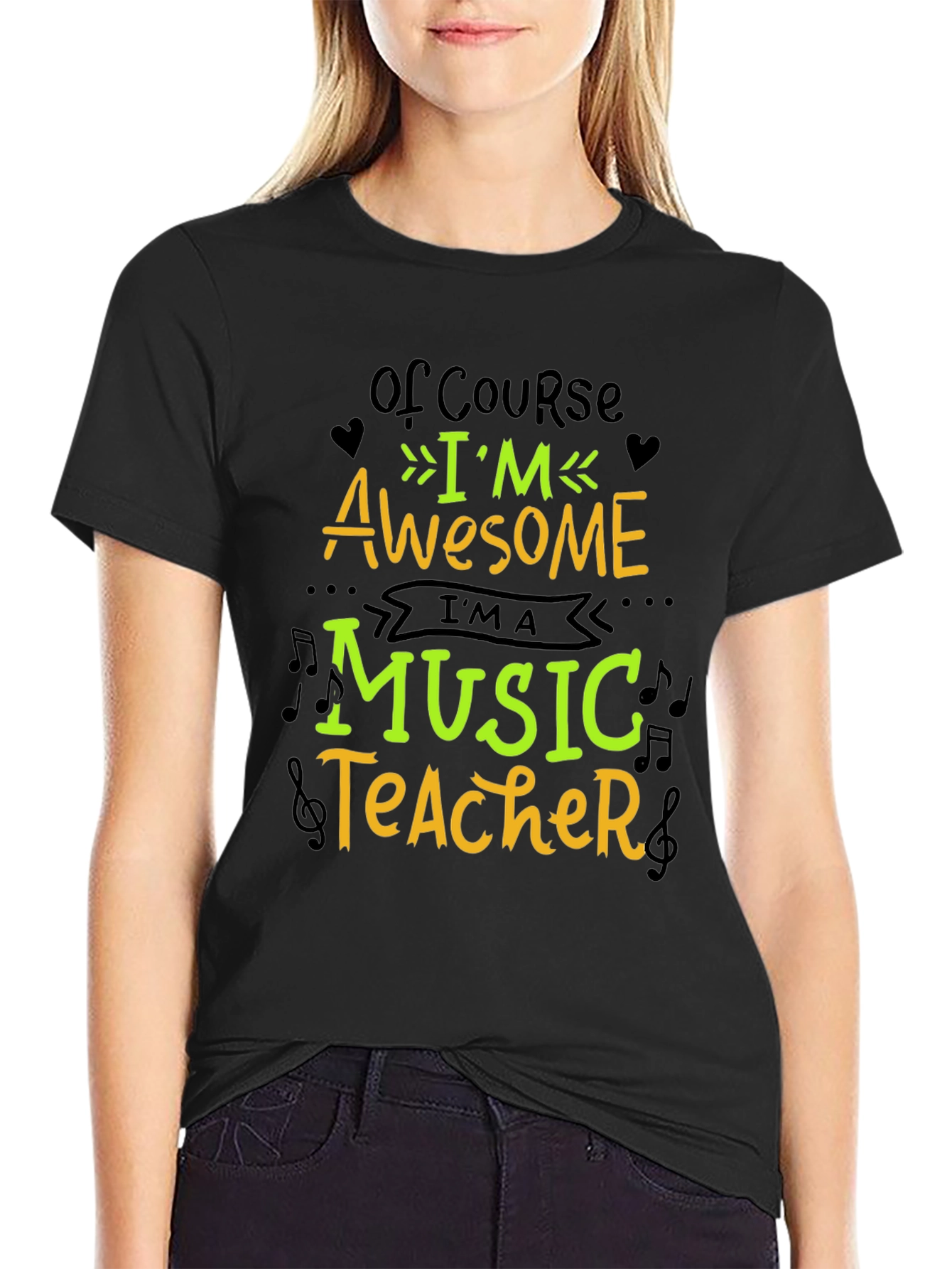 Awesome Music Teacher Graphic T-Shirt - Black