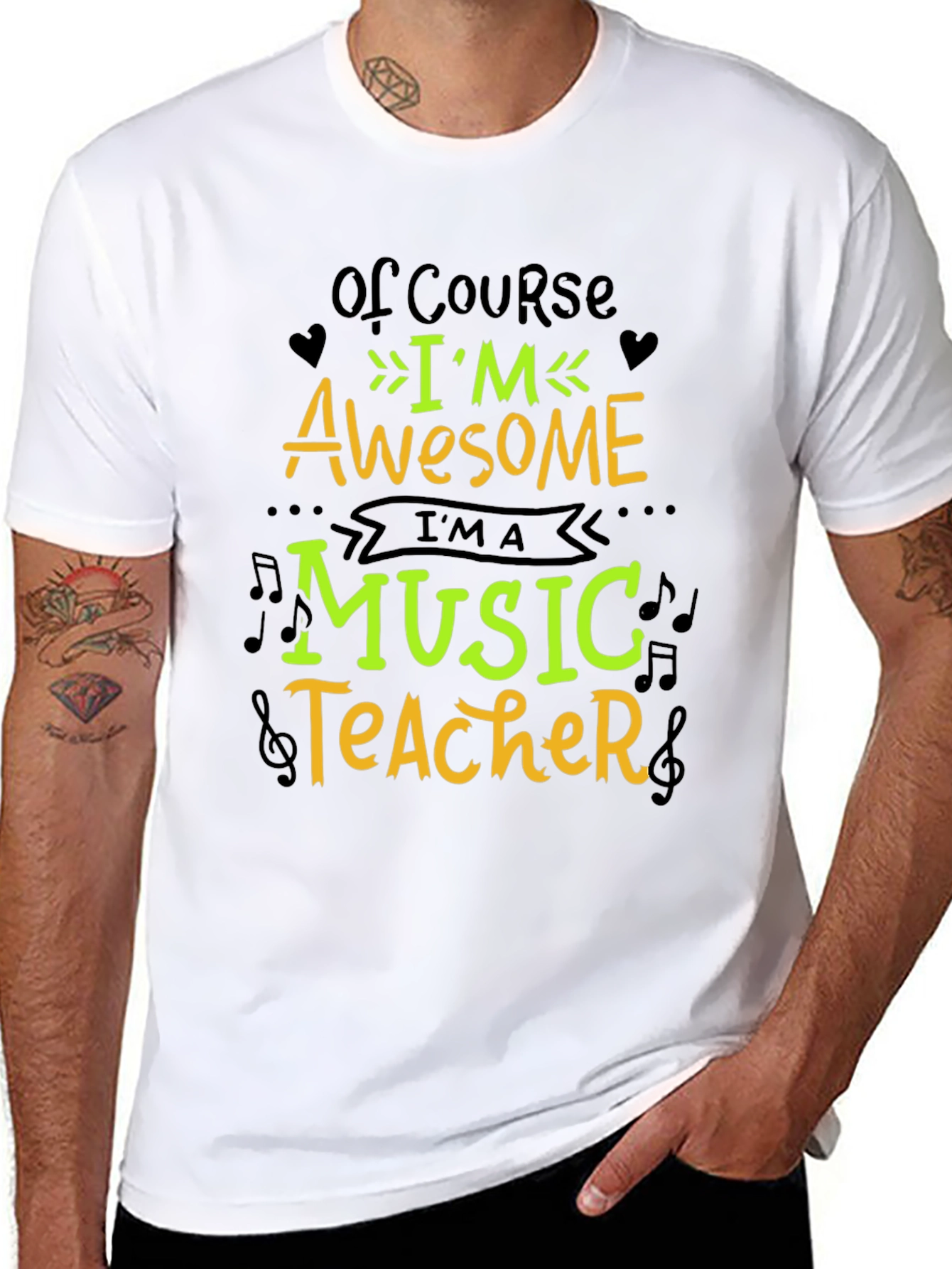 Awesome Music Teacher Graphic T-Shirt - Black