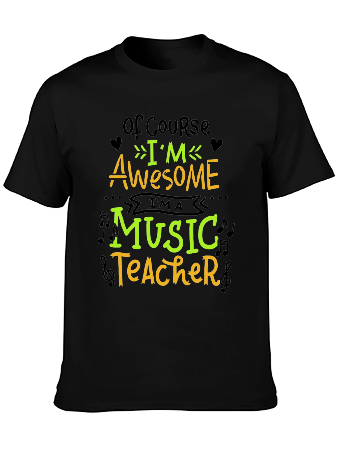 Awesome Music Teacher Graphic T-Shirt - Black