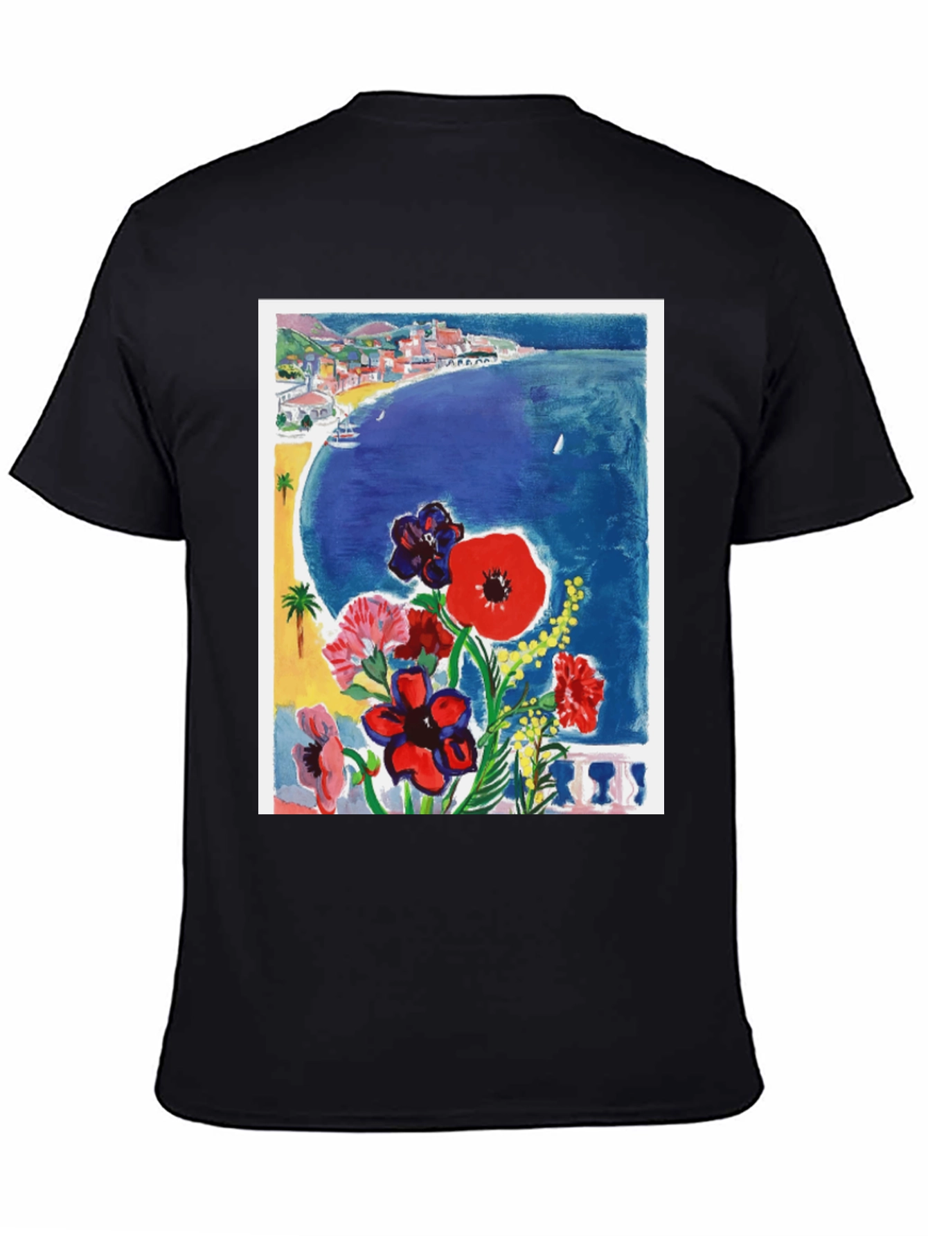 Floral Riviera T-Shirt: Artistic Coastal Design