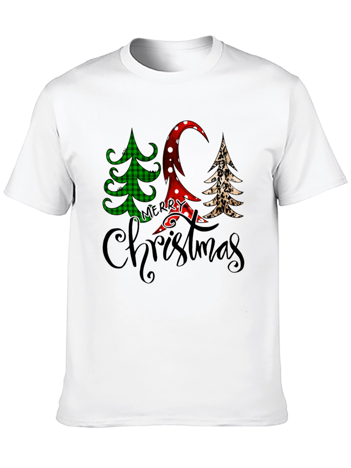Merry Christmas Tree Pattern T-Shirt
