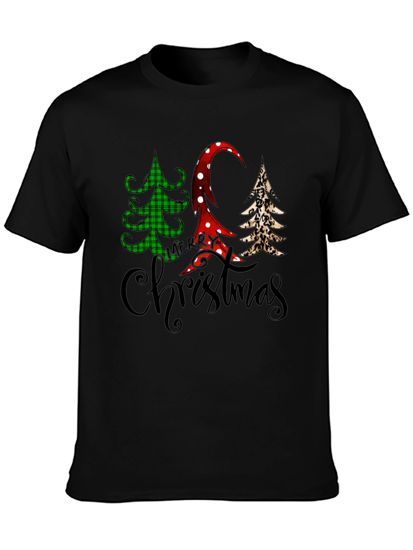 Merry Christmas Tree Pattern T-Shirt