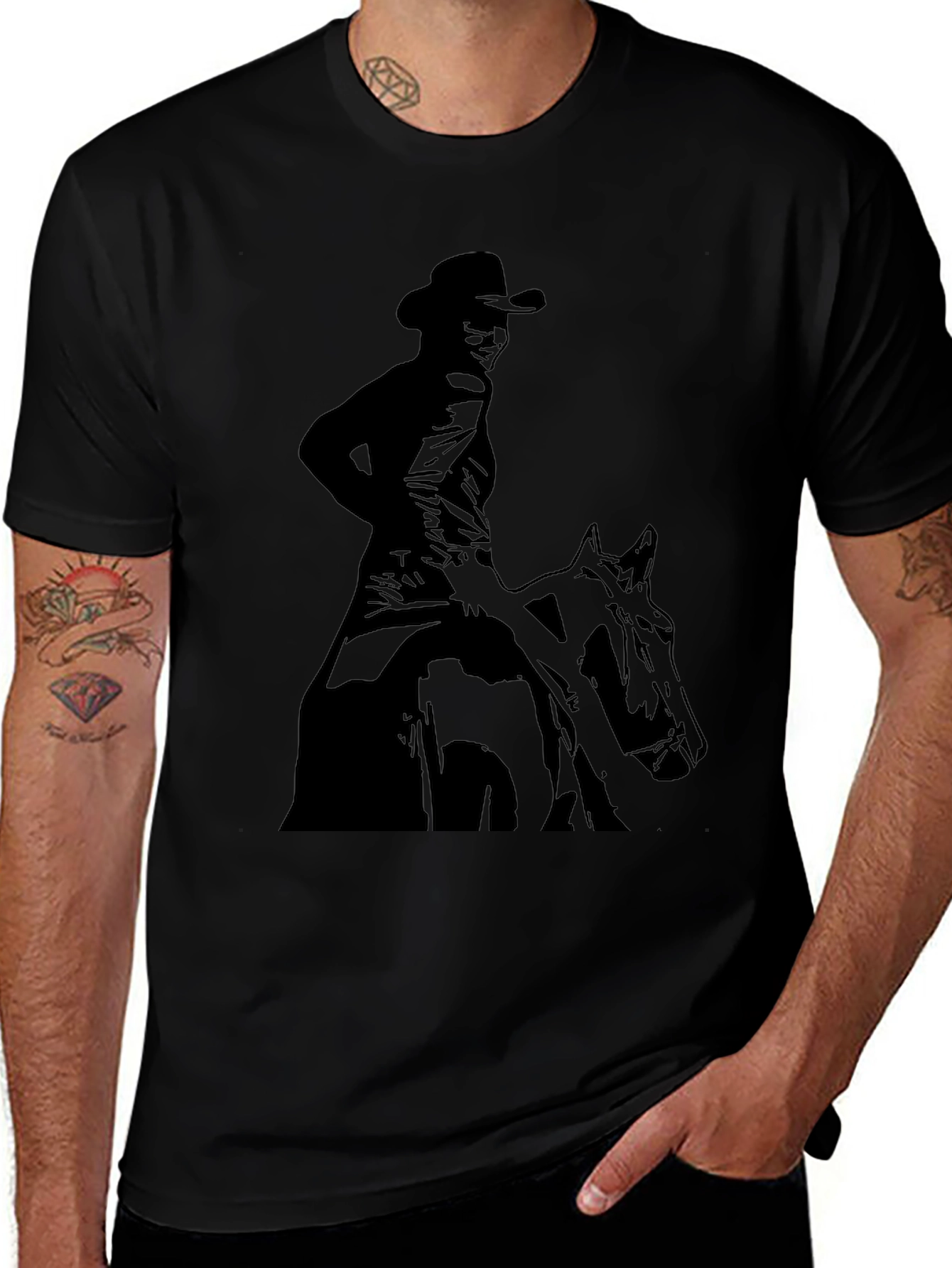 Cowboy Rider Graphic Black T-Shirt