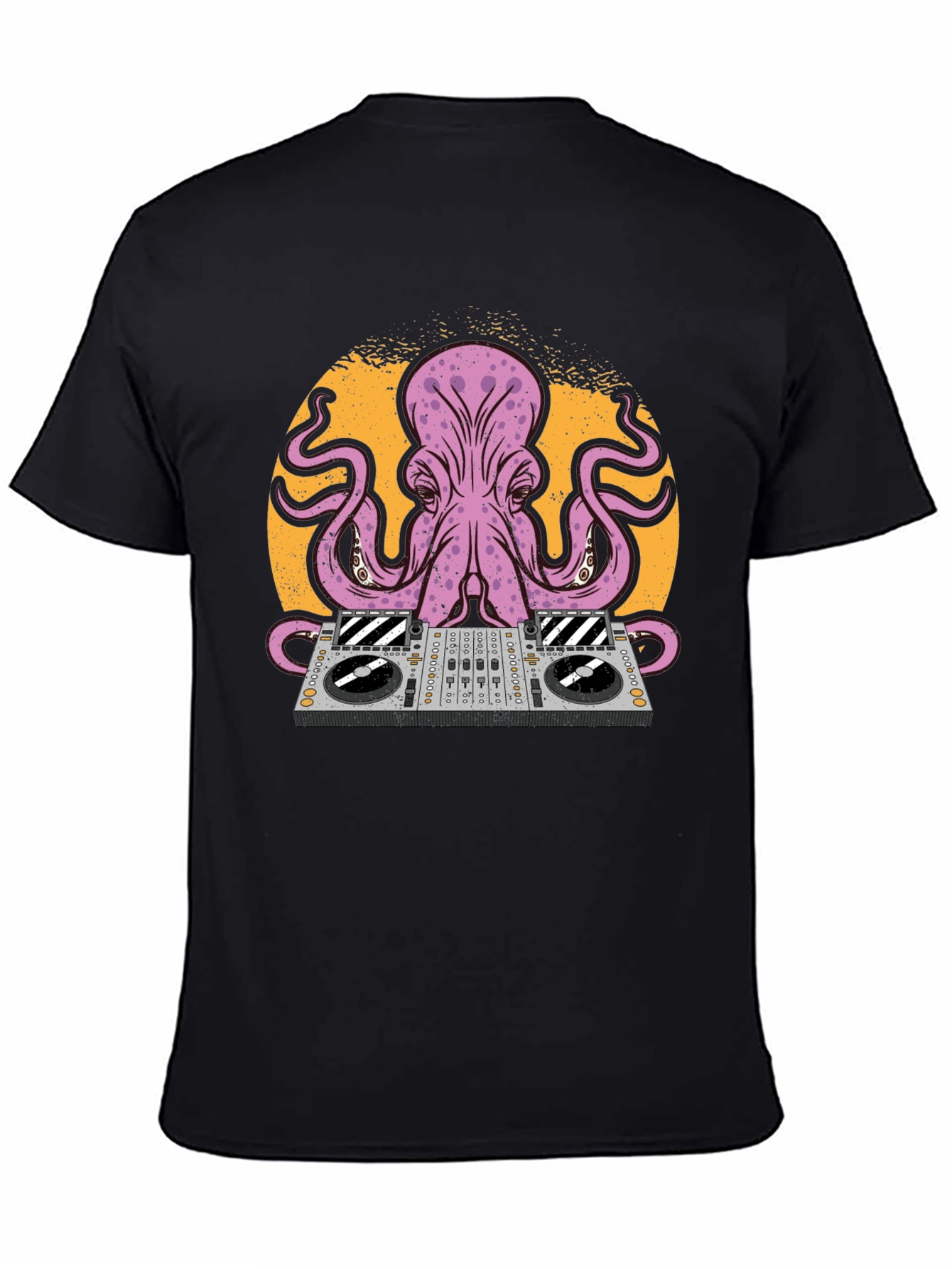 DJ Octopus Graphic Tee - Black Cotton T-Shirt