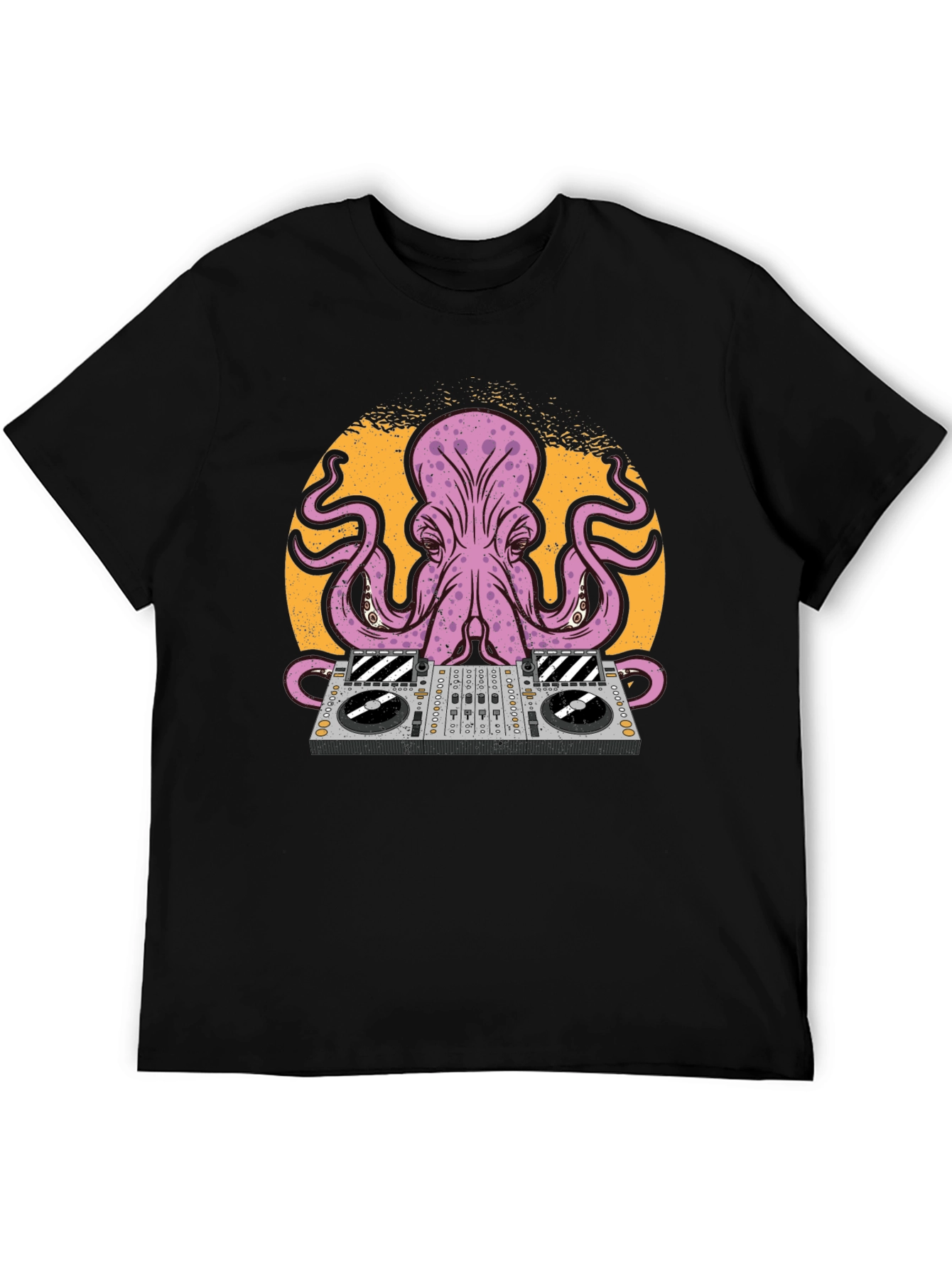 DJ Octopus Graphic Tee - Black Cotton T-Shirt