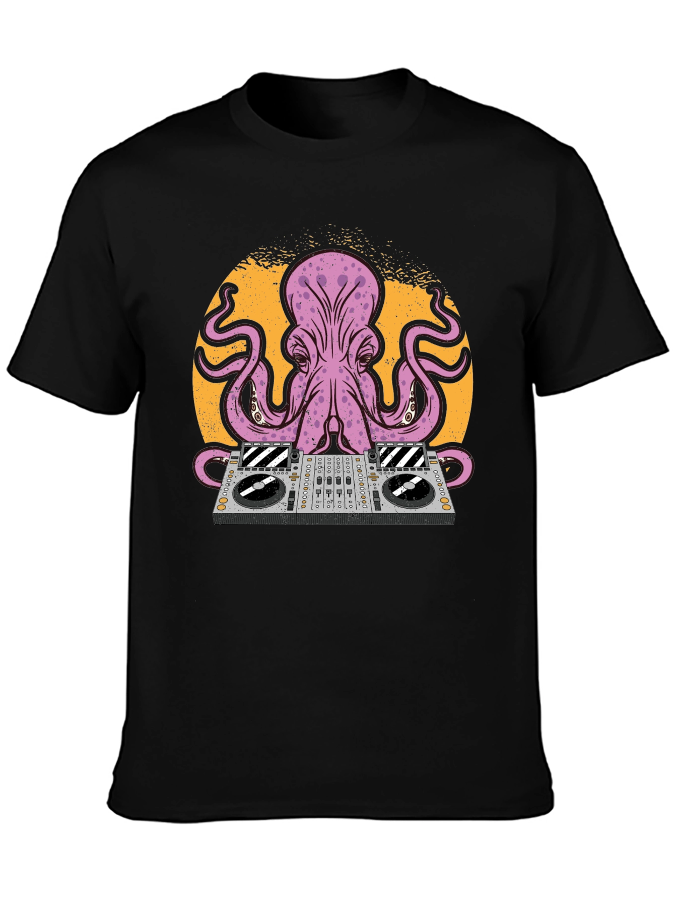 DJ Octopus Graphic Tee - Black Cotton T-Shirt