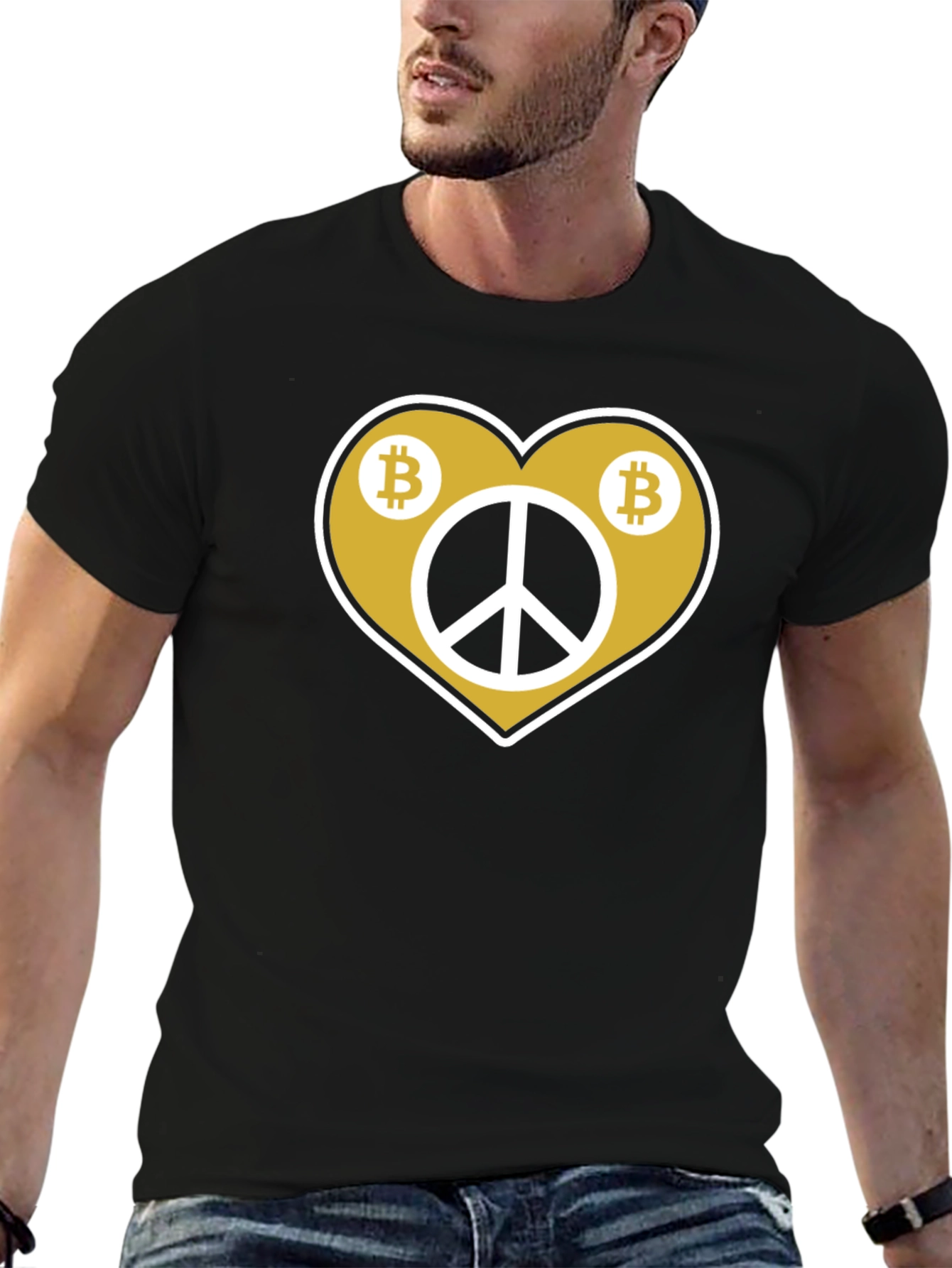 Bitcoin Peace T-Shirt - Crypto Heart Graphic Tee