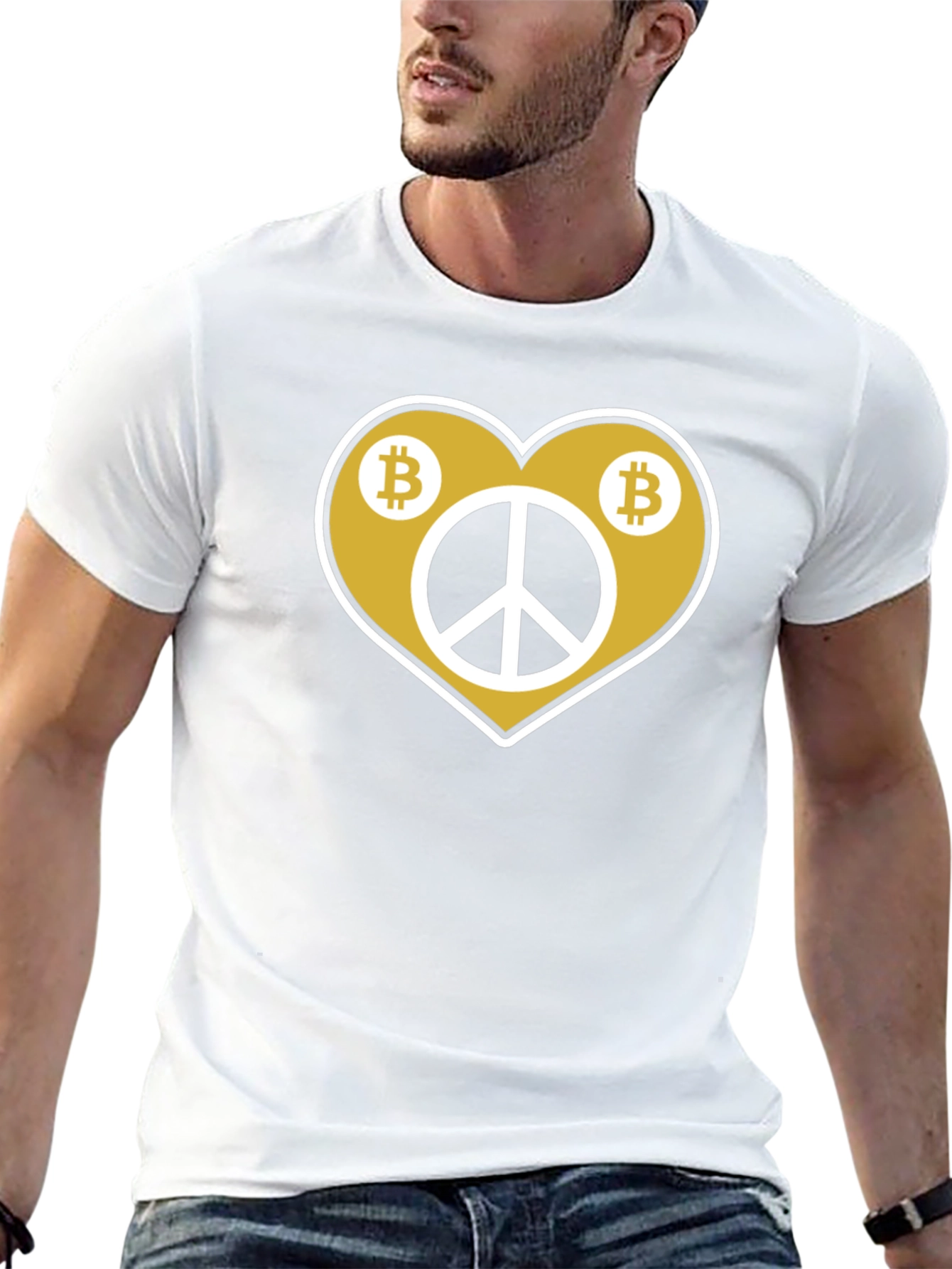 Bitcoin Peace T-Shirt - Crypto Heart Graphic Tee