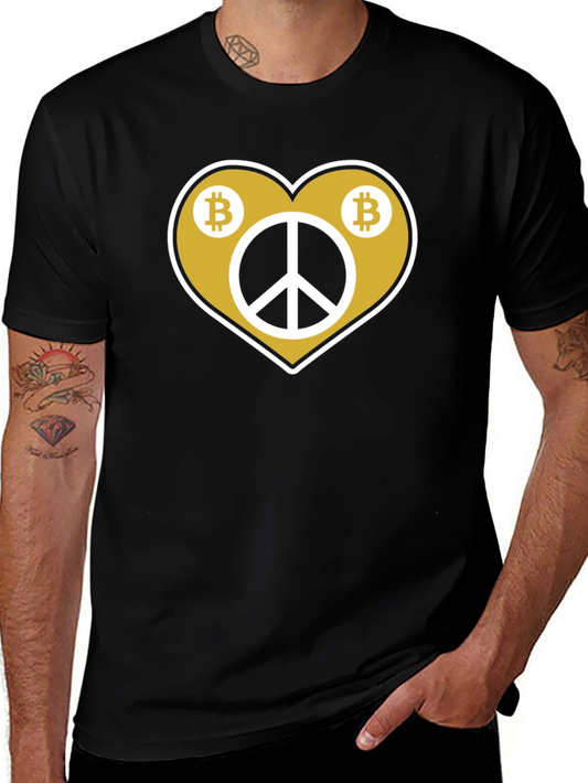 Bitcoin Peace T-Shirt - Crypto Heart Graphic Tee