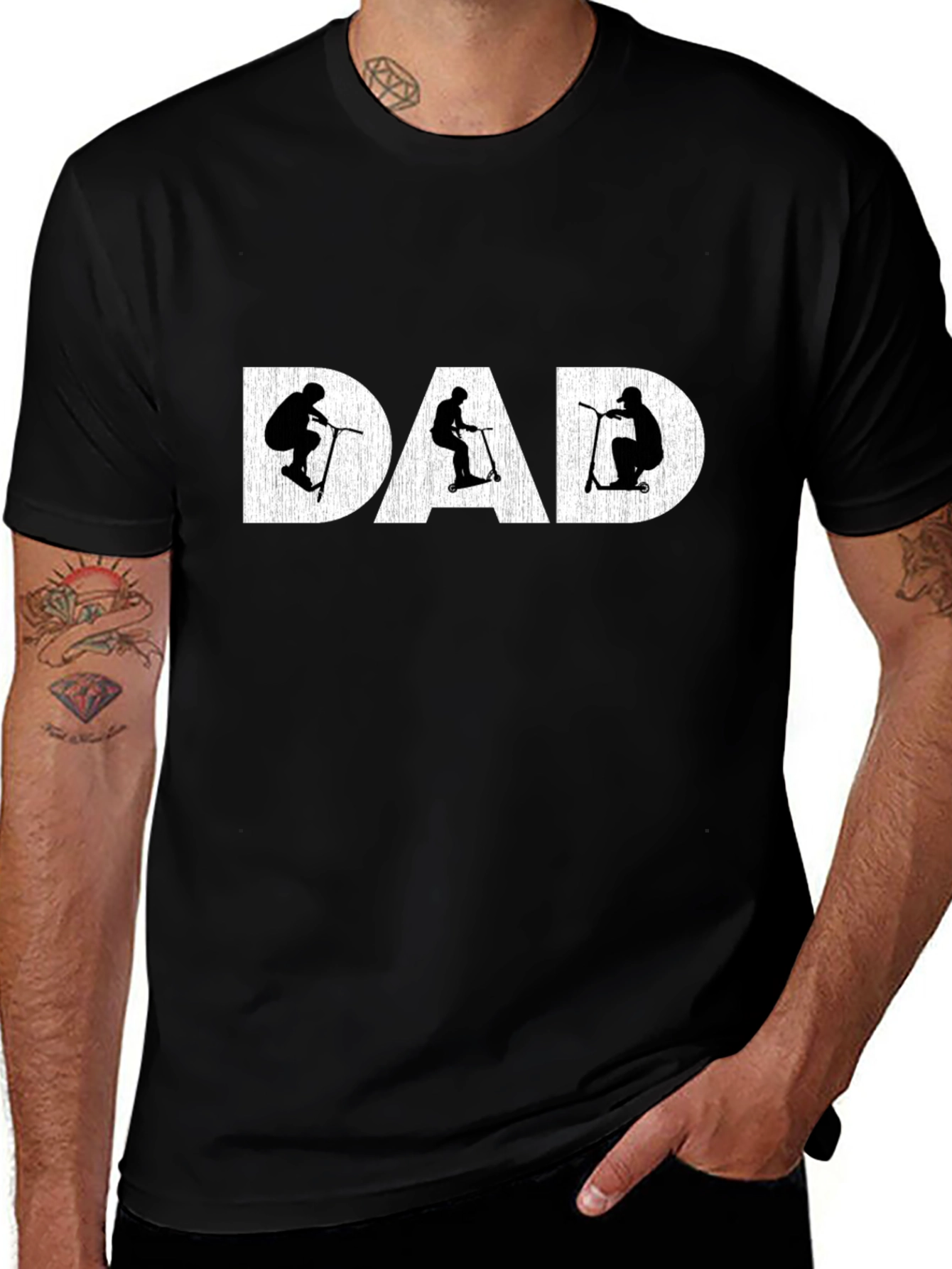 Dad Scooter Silhouette Graphic T-Shirt