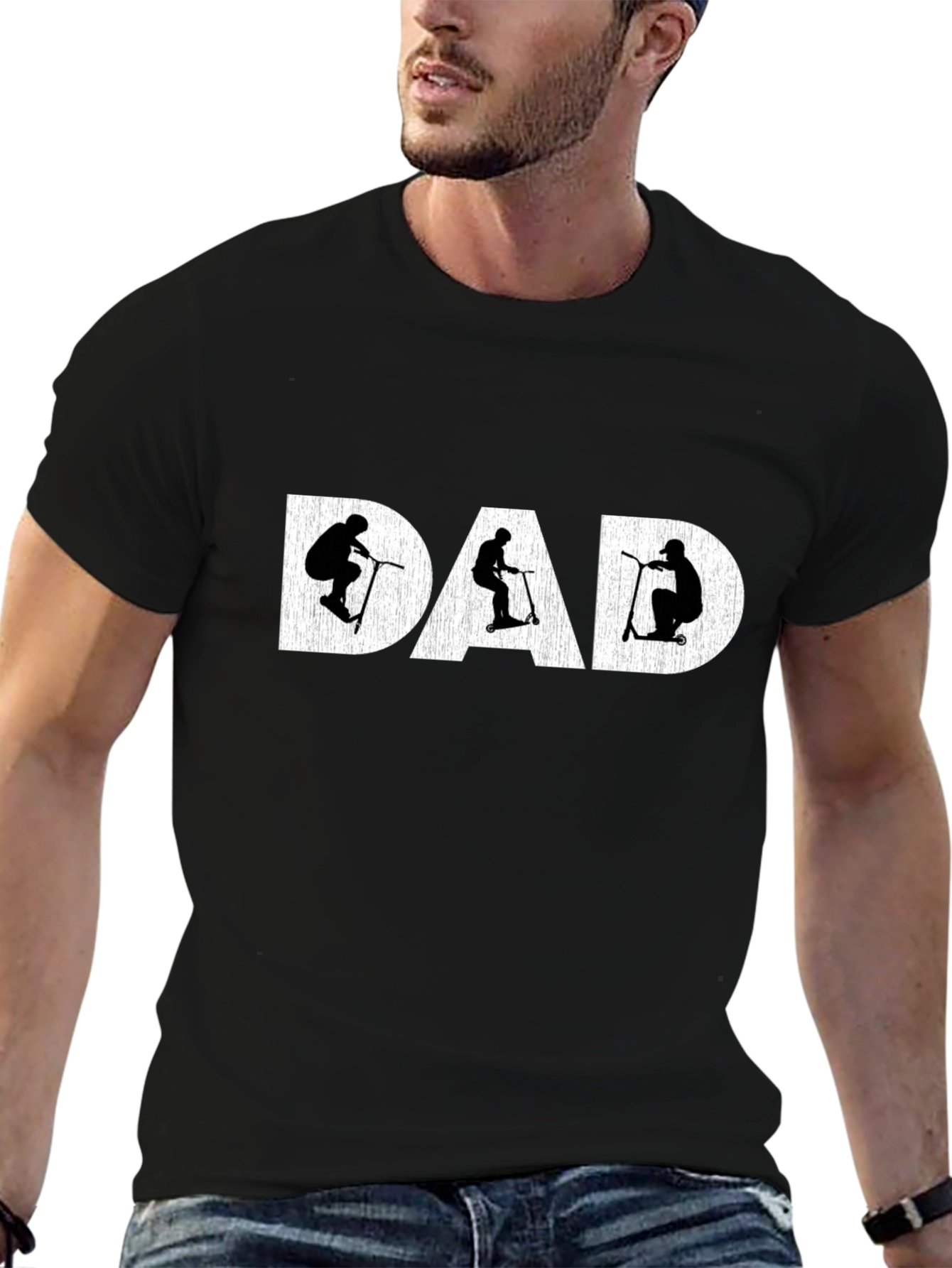 Dad Scooter Silhouette Graphic T-Shirt