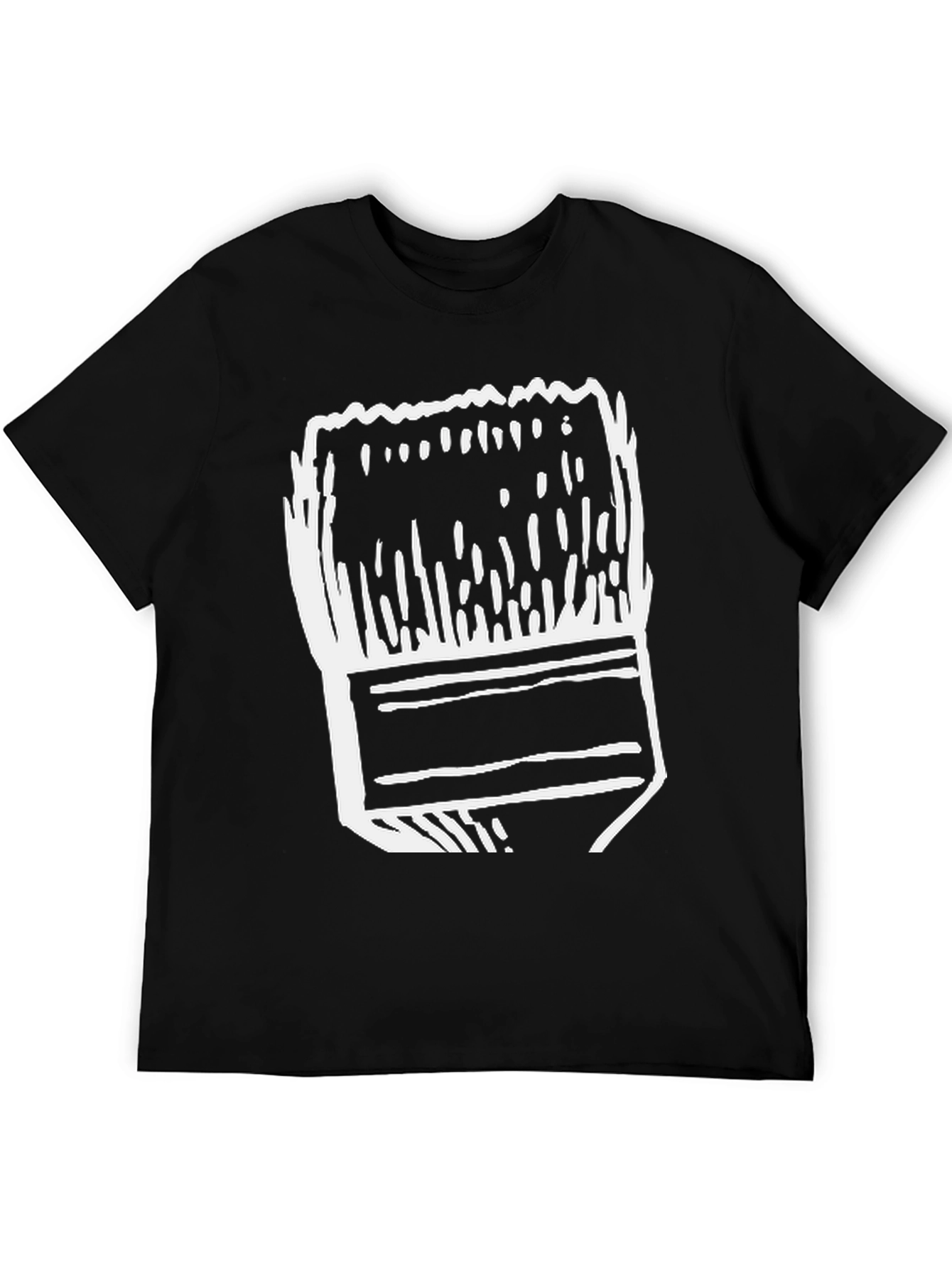 Abstract Paintbrush Graphic Tee - Black Cotton T-Shirt