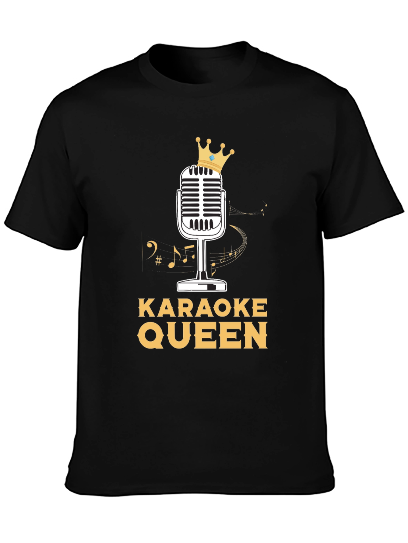 Karaoke Queen T-Shirt - Crowned Microphone Design