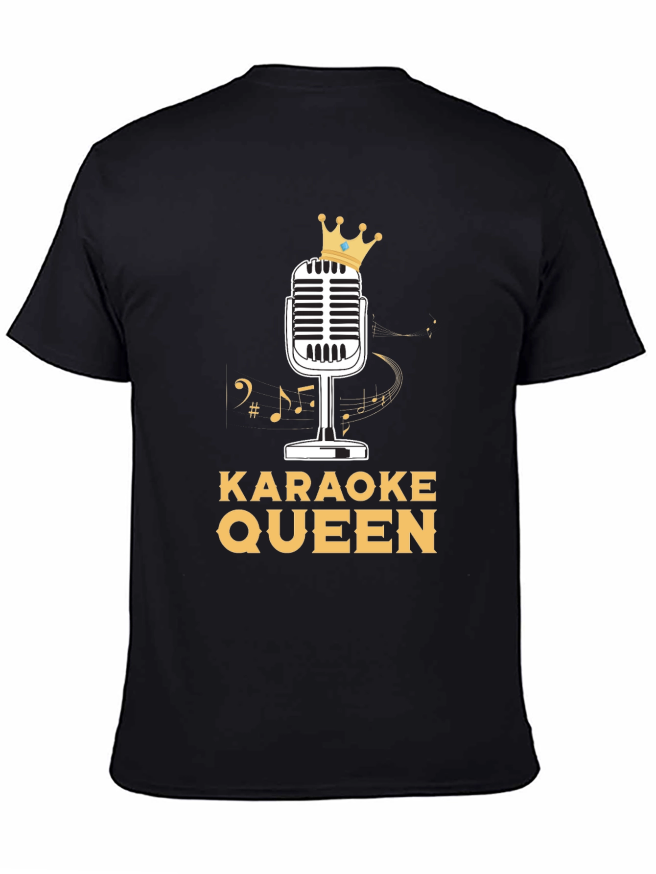 Karaoke Queen T-Shirt - Crowned Microphone Design