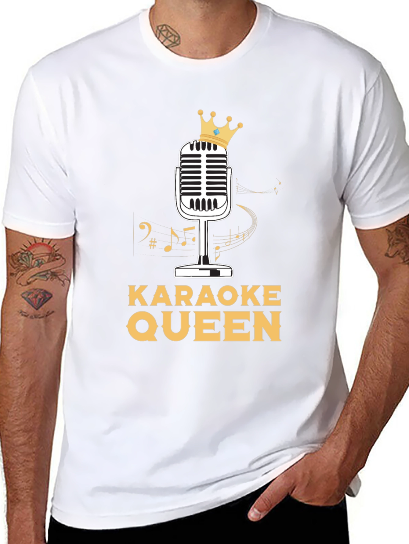 Karaoke Queen T-Shirt - Crowned Microphone Design