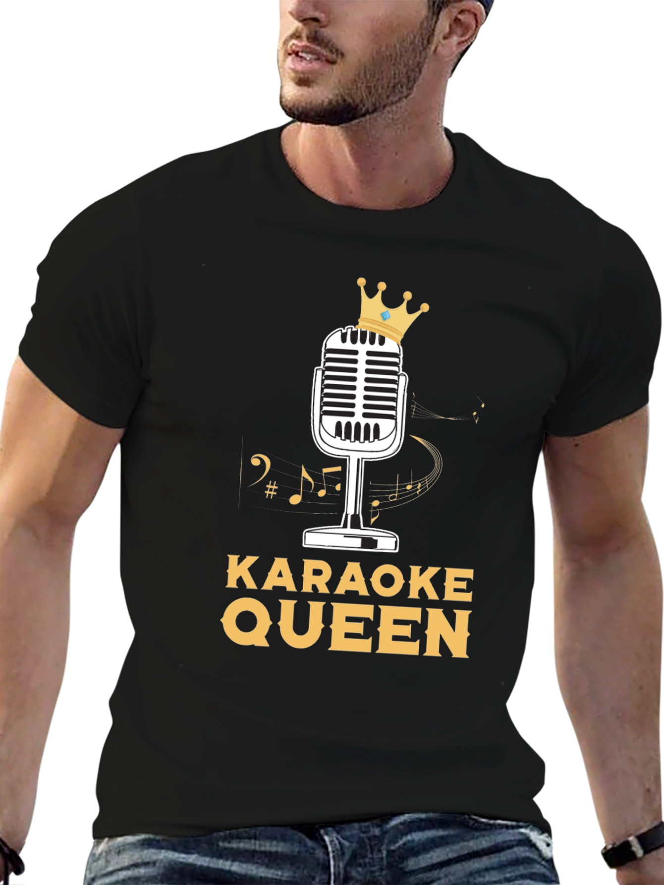 Karaoke Queen T-Shirt - Crowned Microphone Design