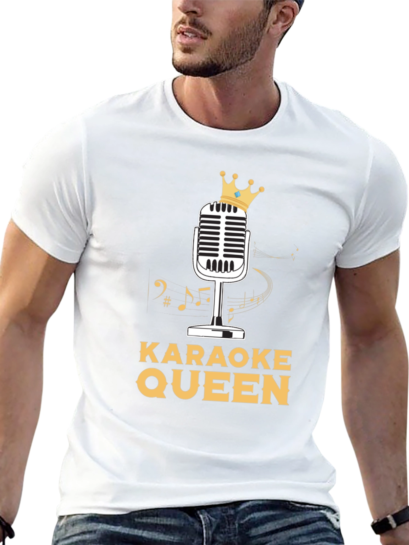 Karaoke Queen T-Shirt - Crowned Microphone Design