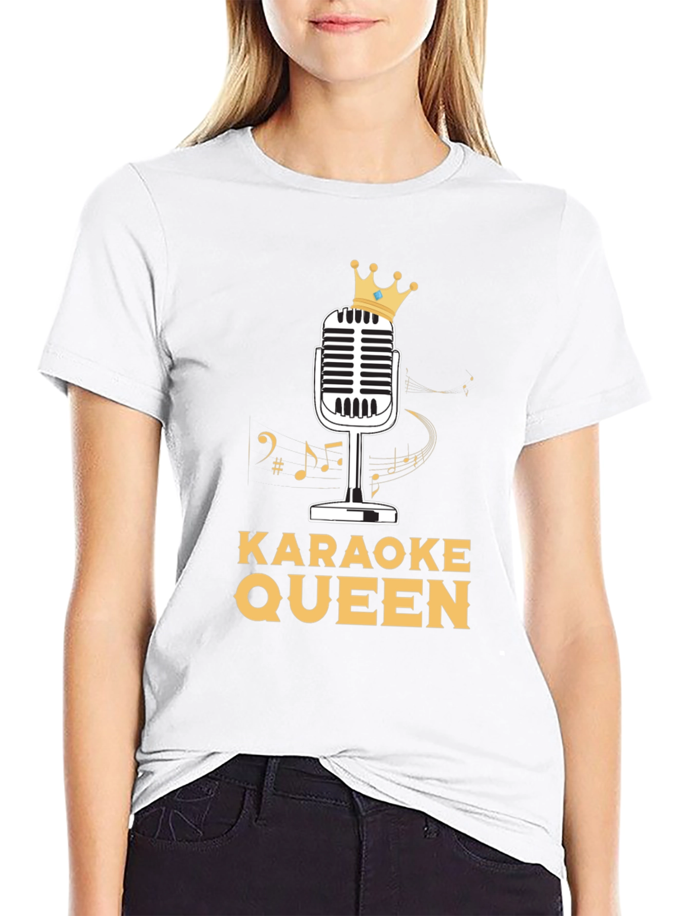 Karaoke Queen T-Shirt - Crowned Microphone Design