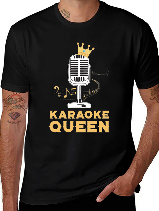 Karaoke Queen T-Shirt - Crowned Microphone Design
