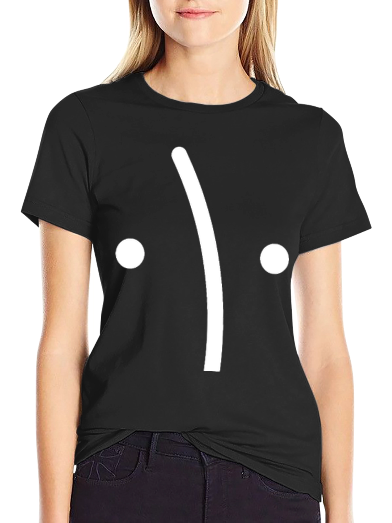 Sad Face Graphic Tee - Black Cotton T-Shirt