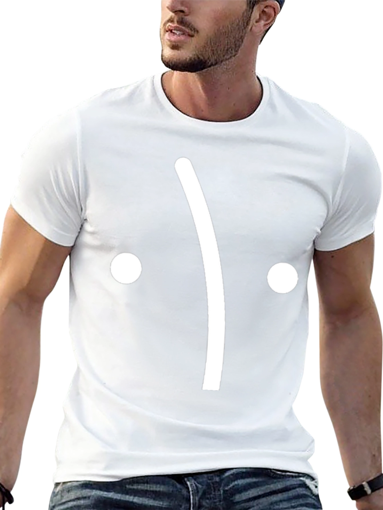 Sad Face Graphic Tee - Black Cotton T-Shirt