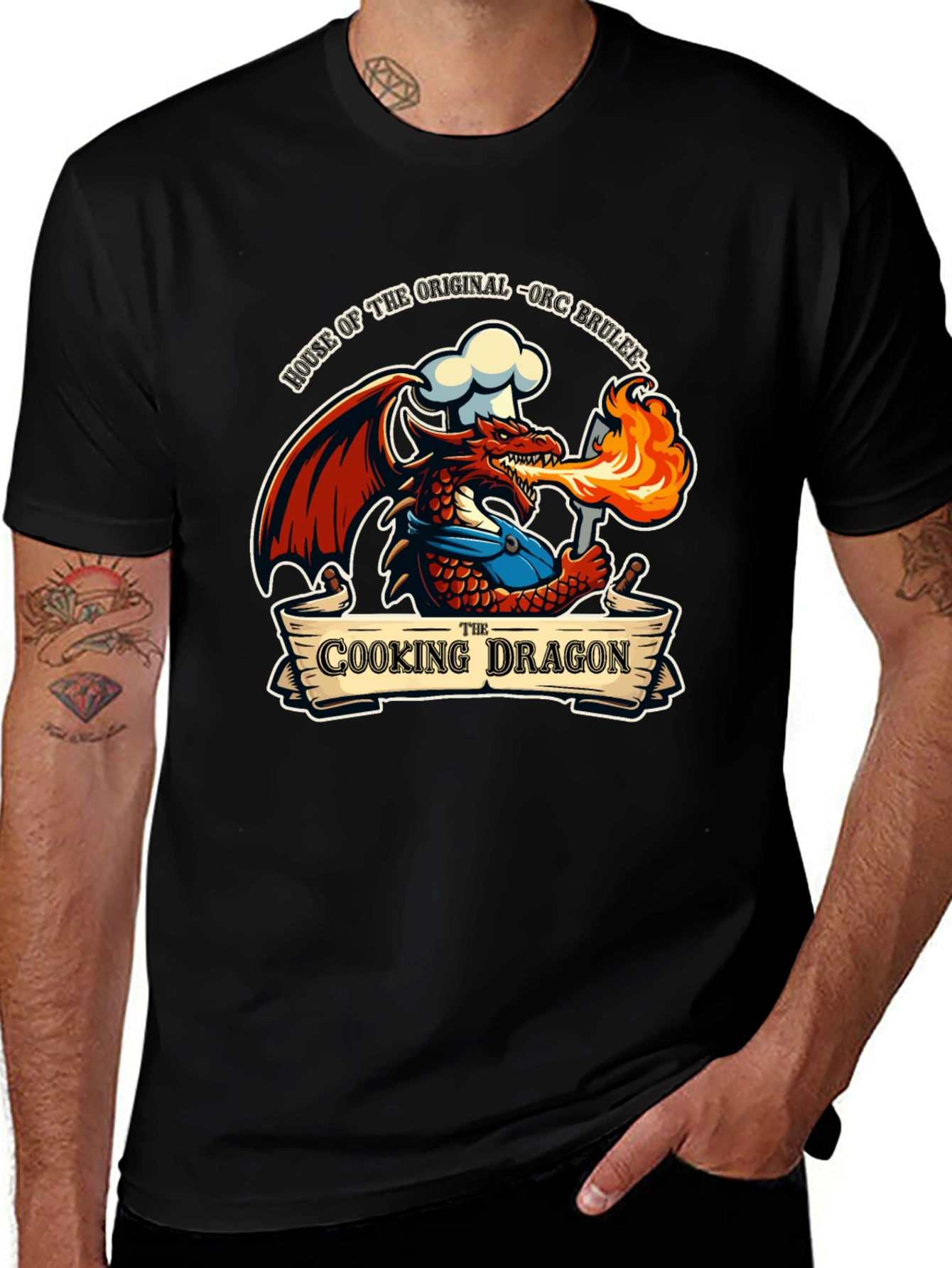 Cooking Dragon T-Shirt - Orc Brulee Chef Tee