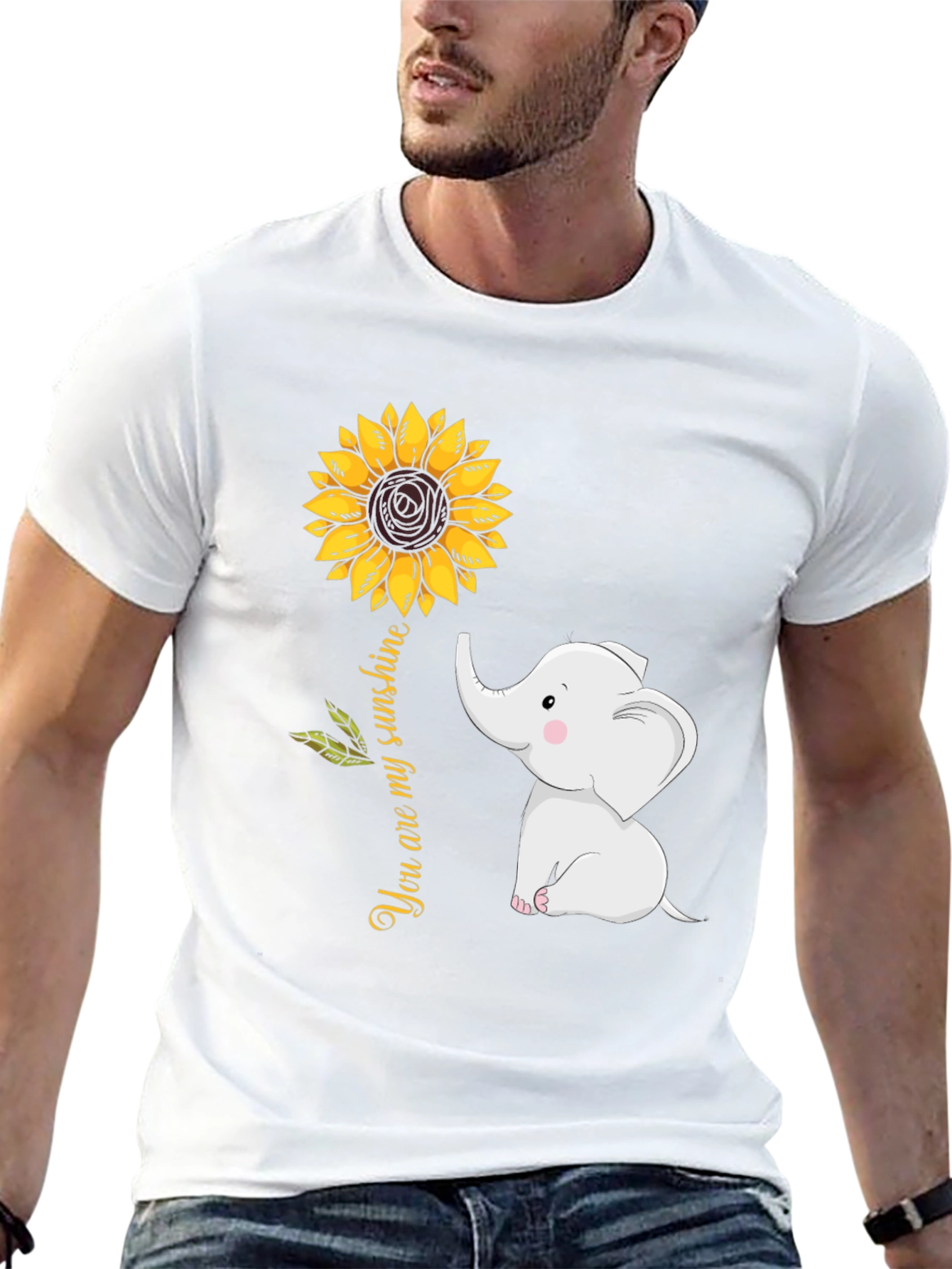 Elephant Sunflower Graphic Tee - You Are My Sunshine