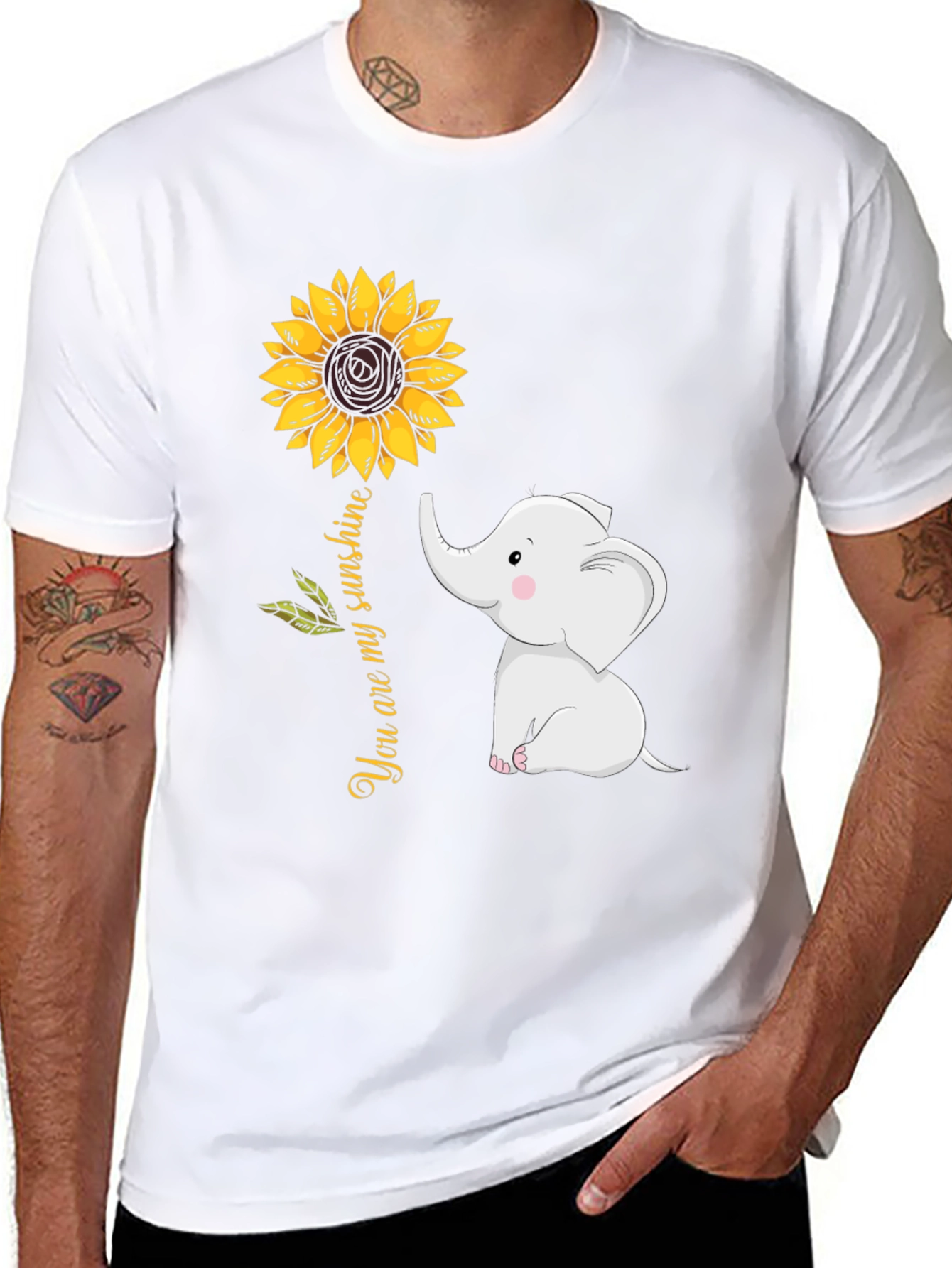 Elephant Sunflower Graphic Tee - You Are My Sunshine