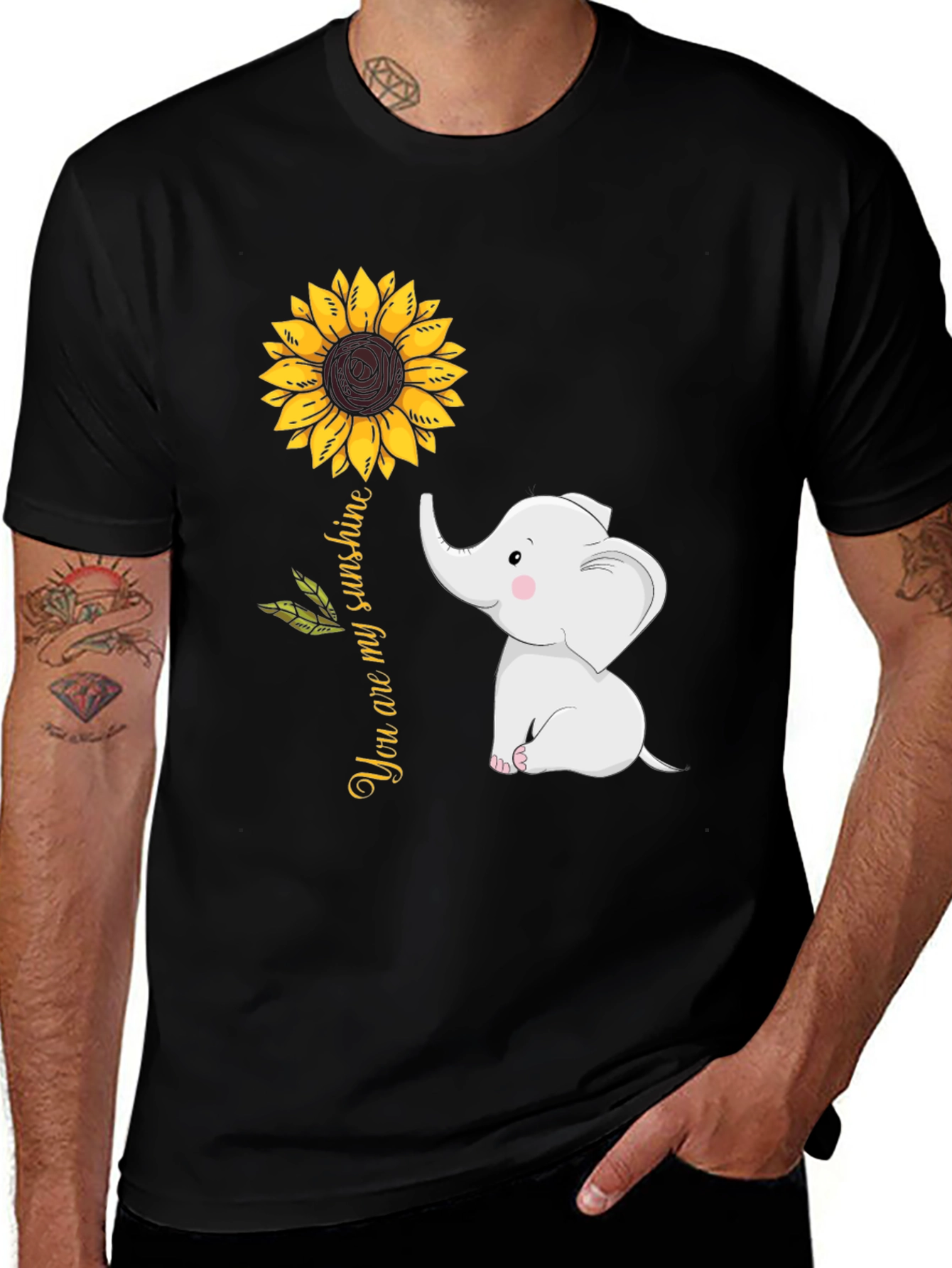 Elephant Sunflower Graphic Tee - You Are My Sunshine