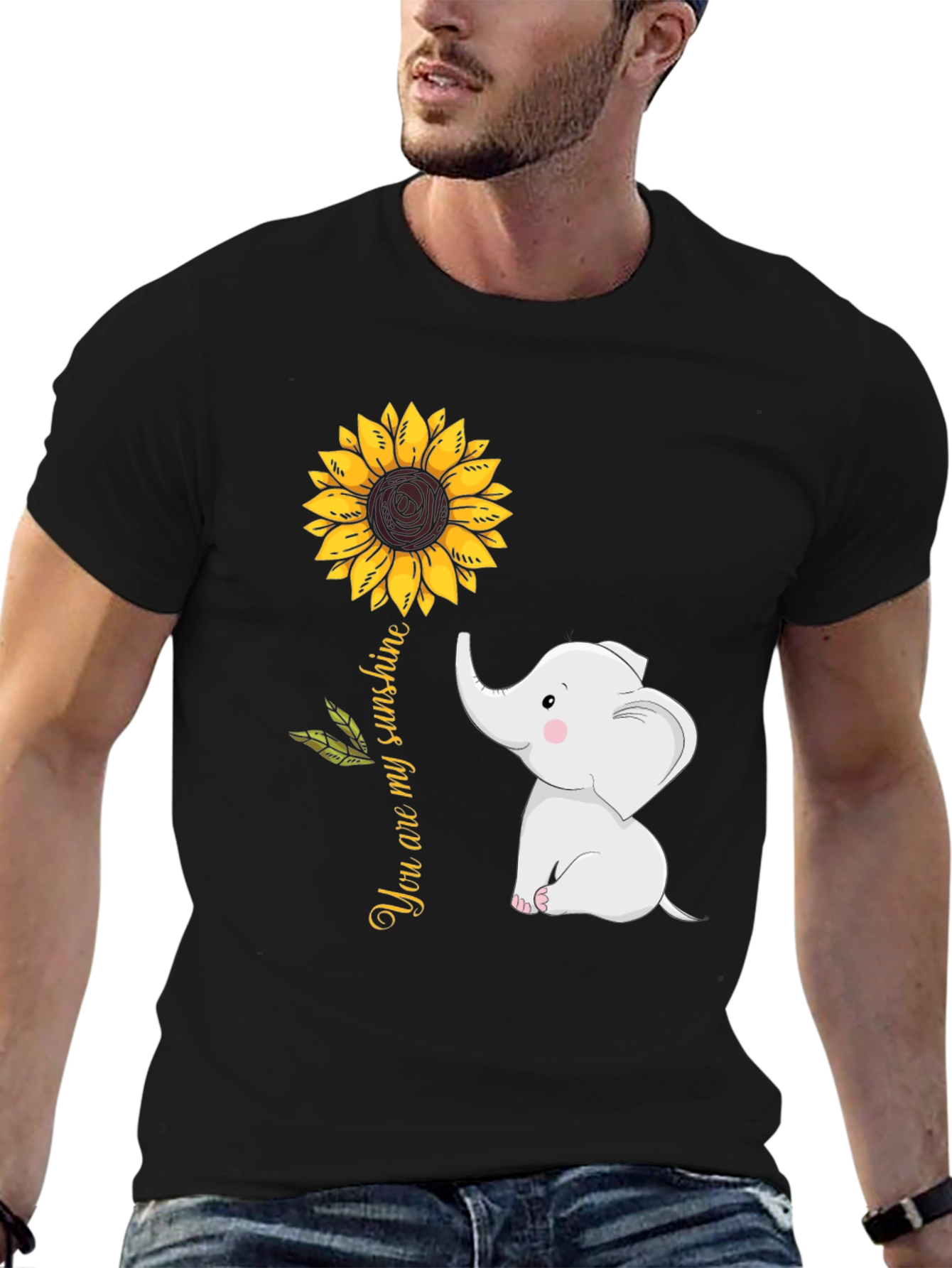 Elephant Sunflower Graphic Tee - You Are My Sunshine