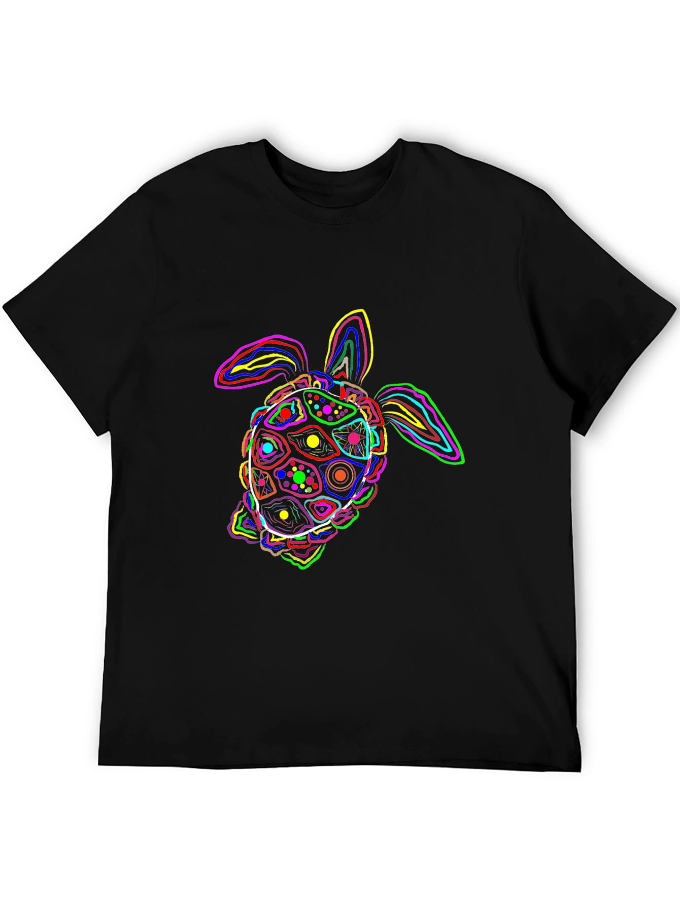 Neon Turtle Graphic Black T-Shirt