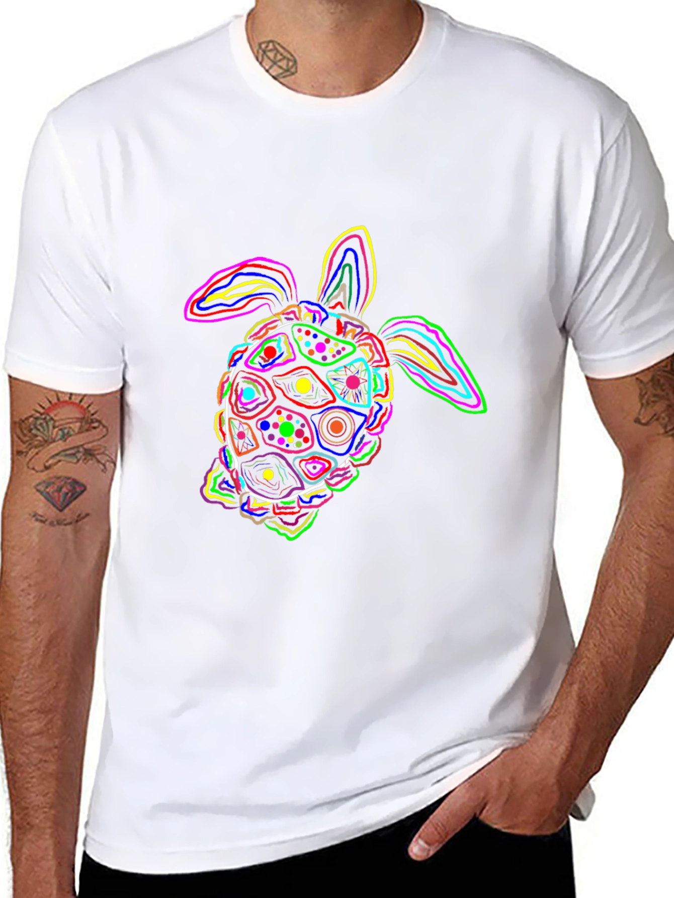 Neon Turtle Graphic Black T-Shirt