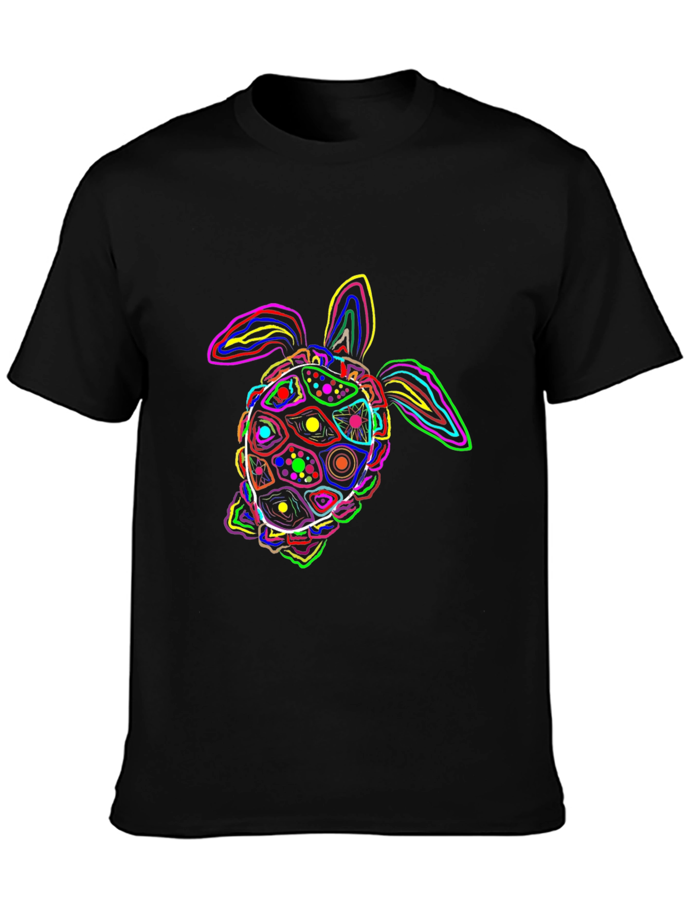 Neon Turtle Graphic Black T-Shirt