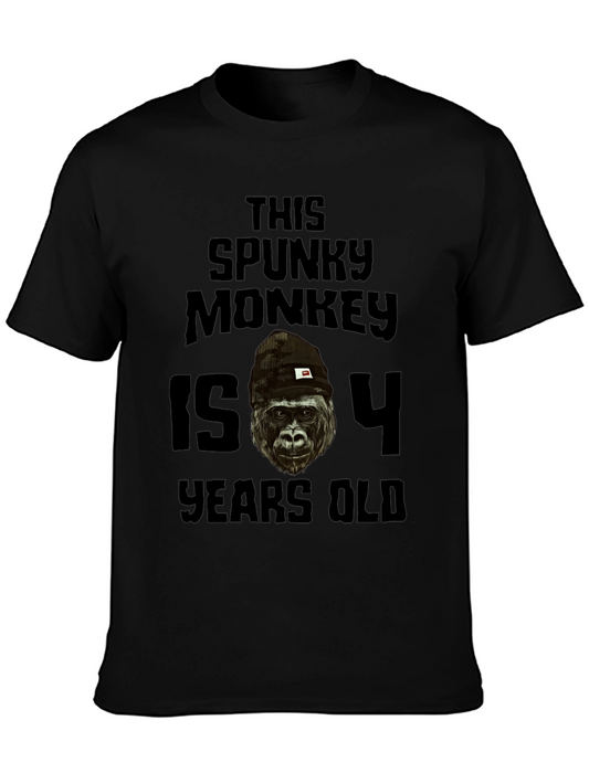 Spunky Monkey 4 Years Old T-Shirt - Novelty Birthday Tee