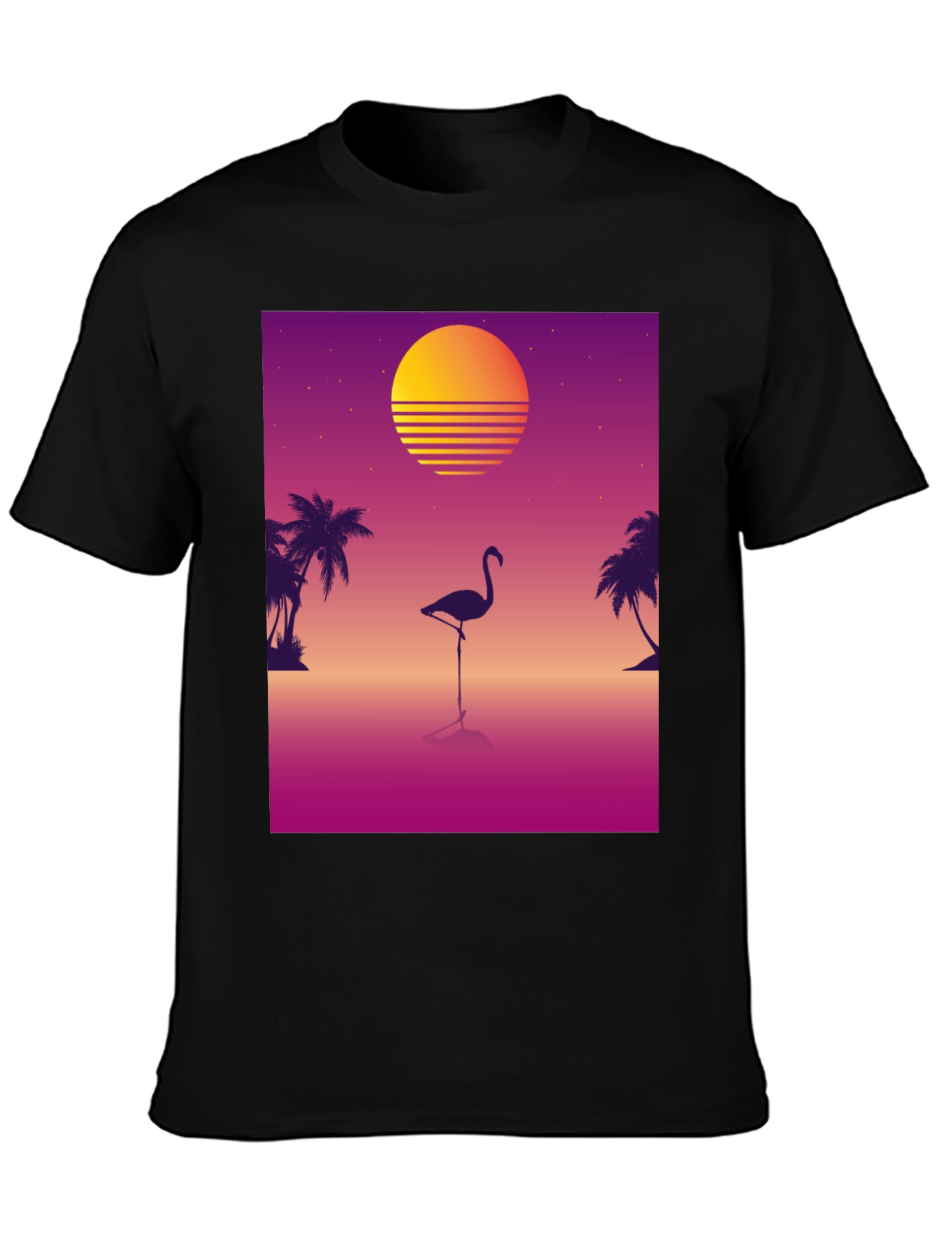 Retro Flamingo T-Shirt: 80s Sunset Style